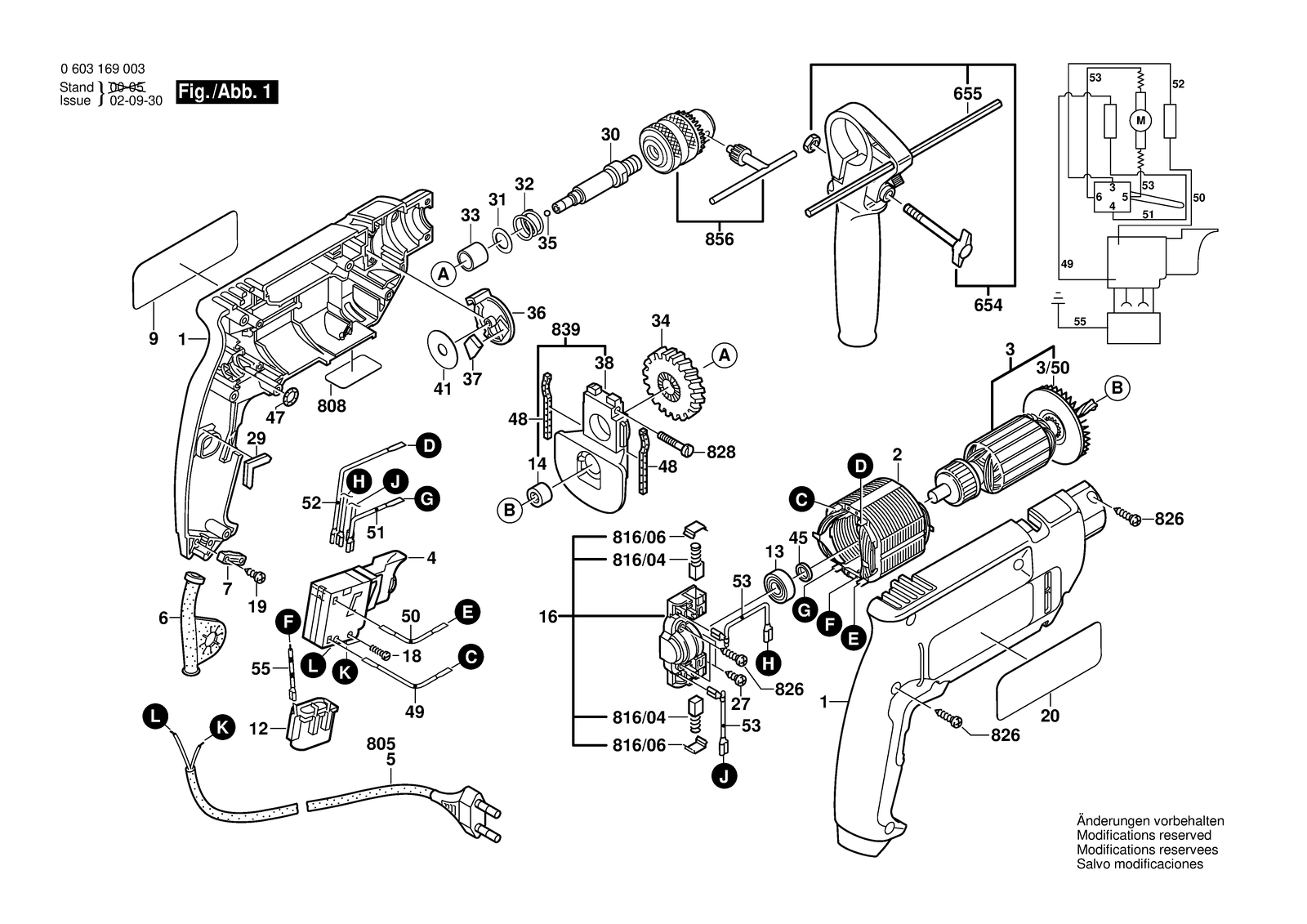 Bosch PSB 550 parts diagram, sheet 1