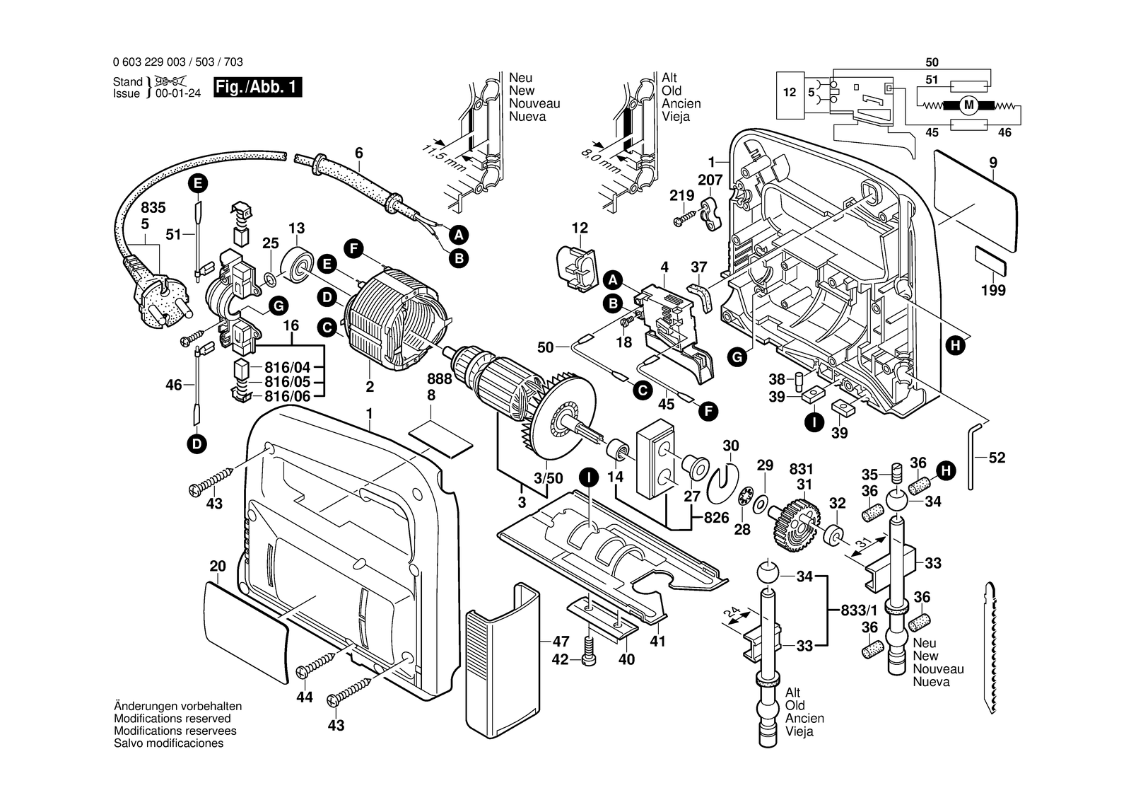 Bosch PST 52 A parts diagram, sheet 1