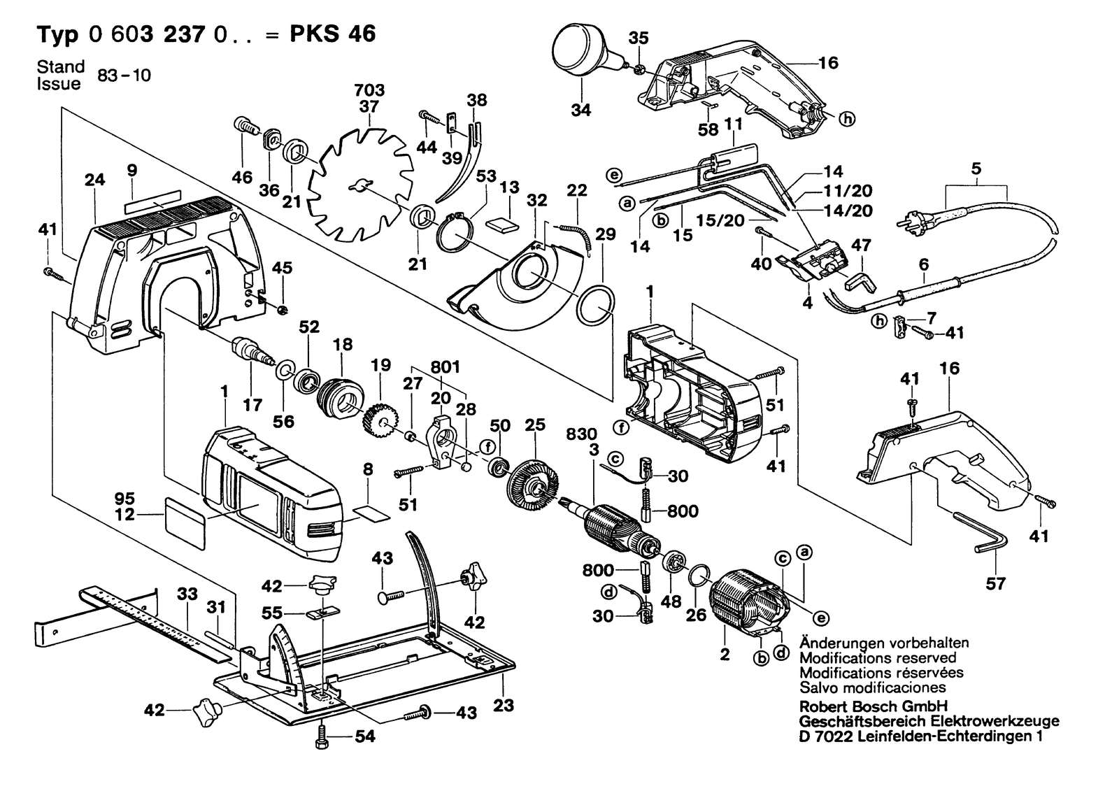 Bosch PKS 46 parts diagram, sheet 1