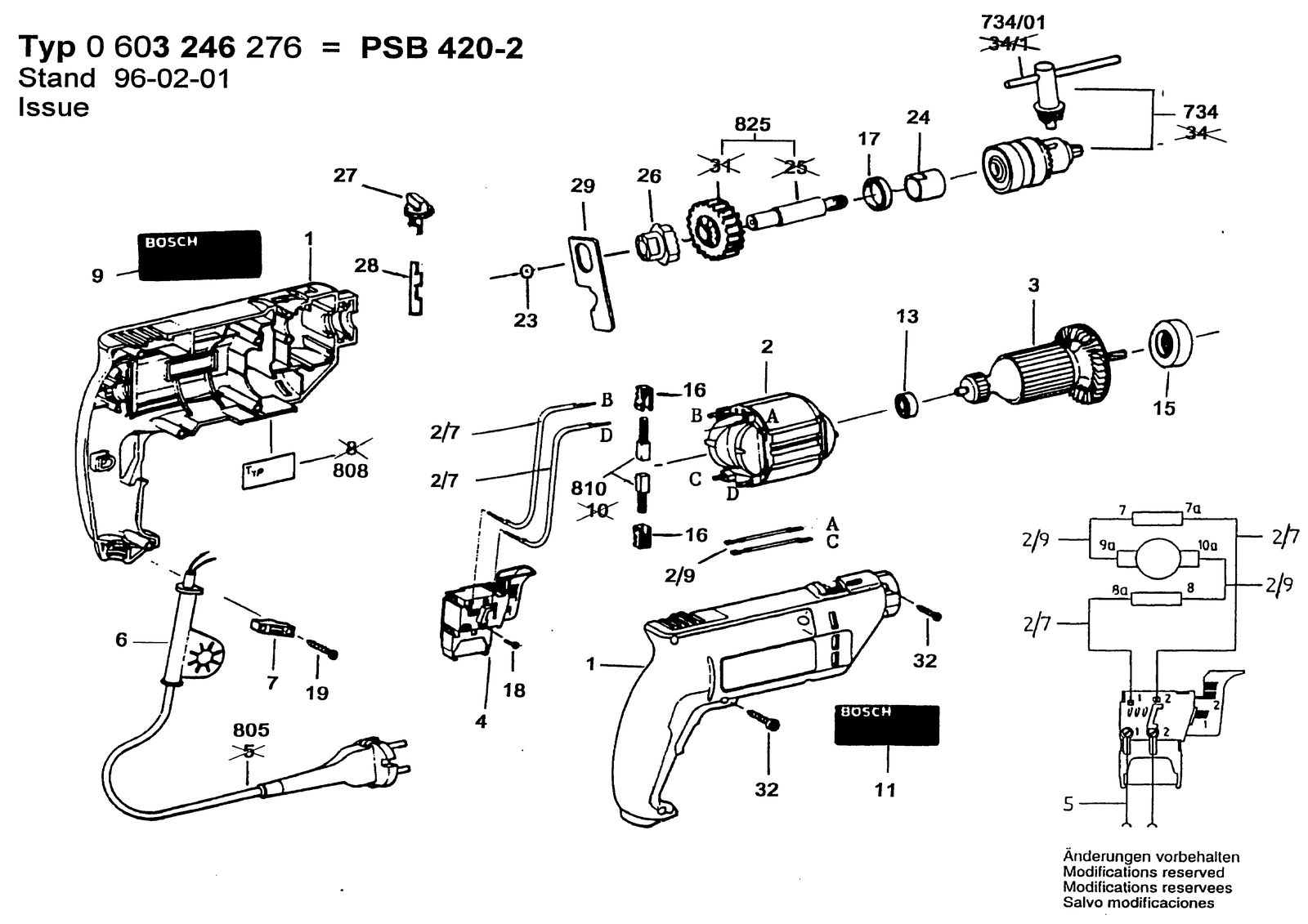 Bosch PSB 420-2 parts diagram, sheet 1