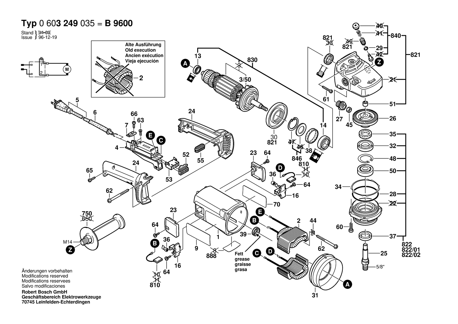 Bosch B9600 parts diagram, sheet 1