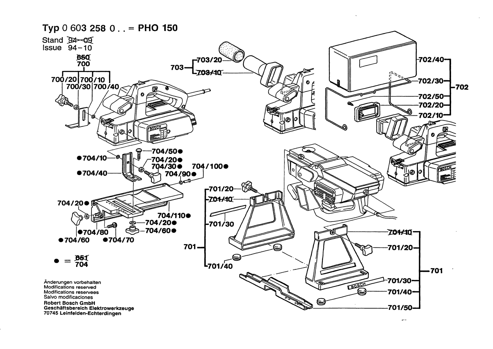 Bosch PHO 150 parts diagram, sheet 2