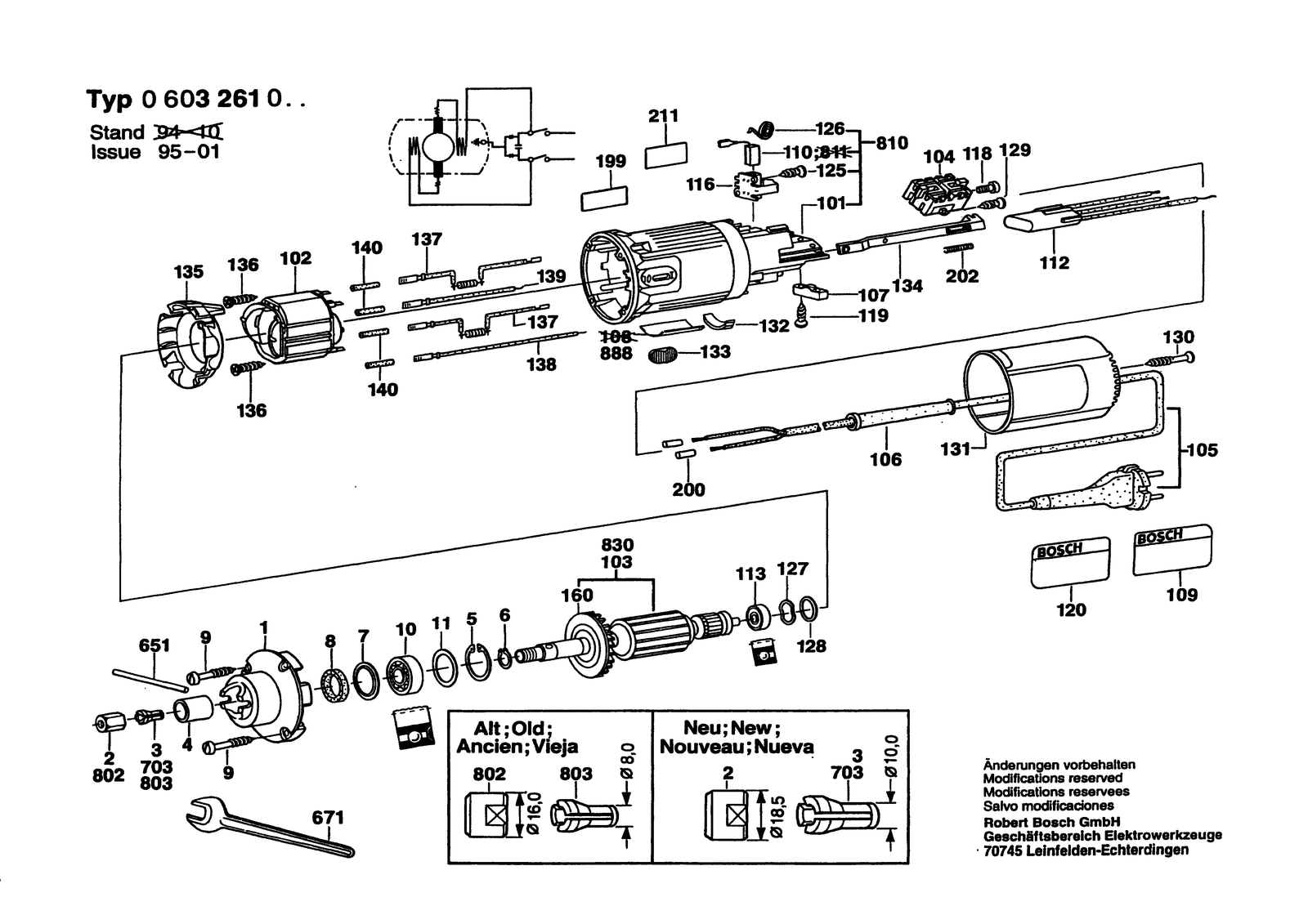 Bosch PAM 500 parts diagram, sheet 1
