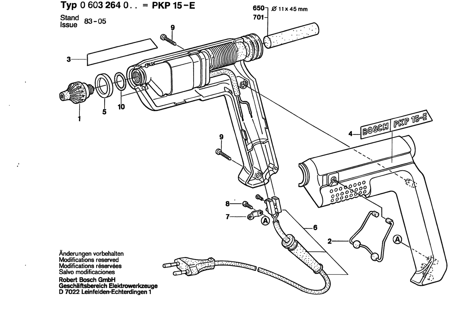 Bosch PKP 15 E parts diagram, sheet 1