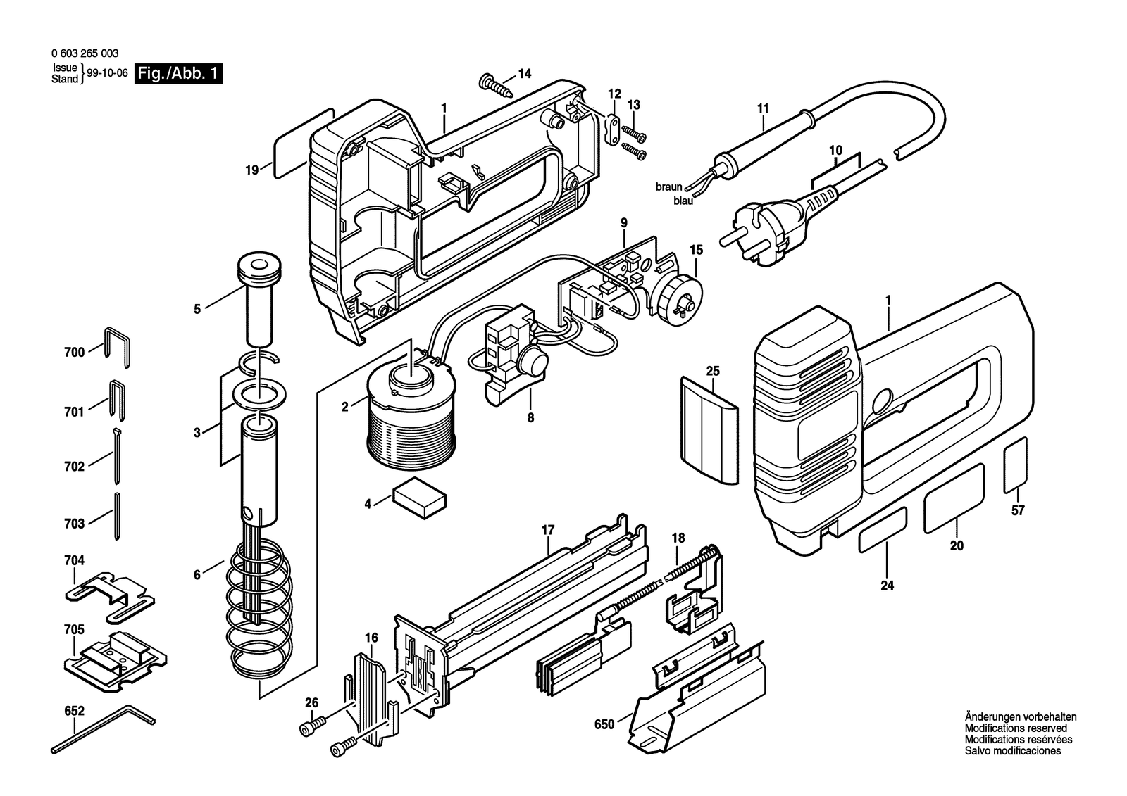 Bosch PTK 19 E parts diagram, sheet 1