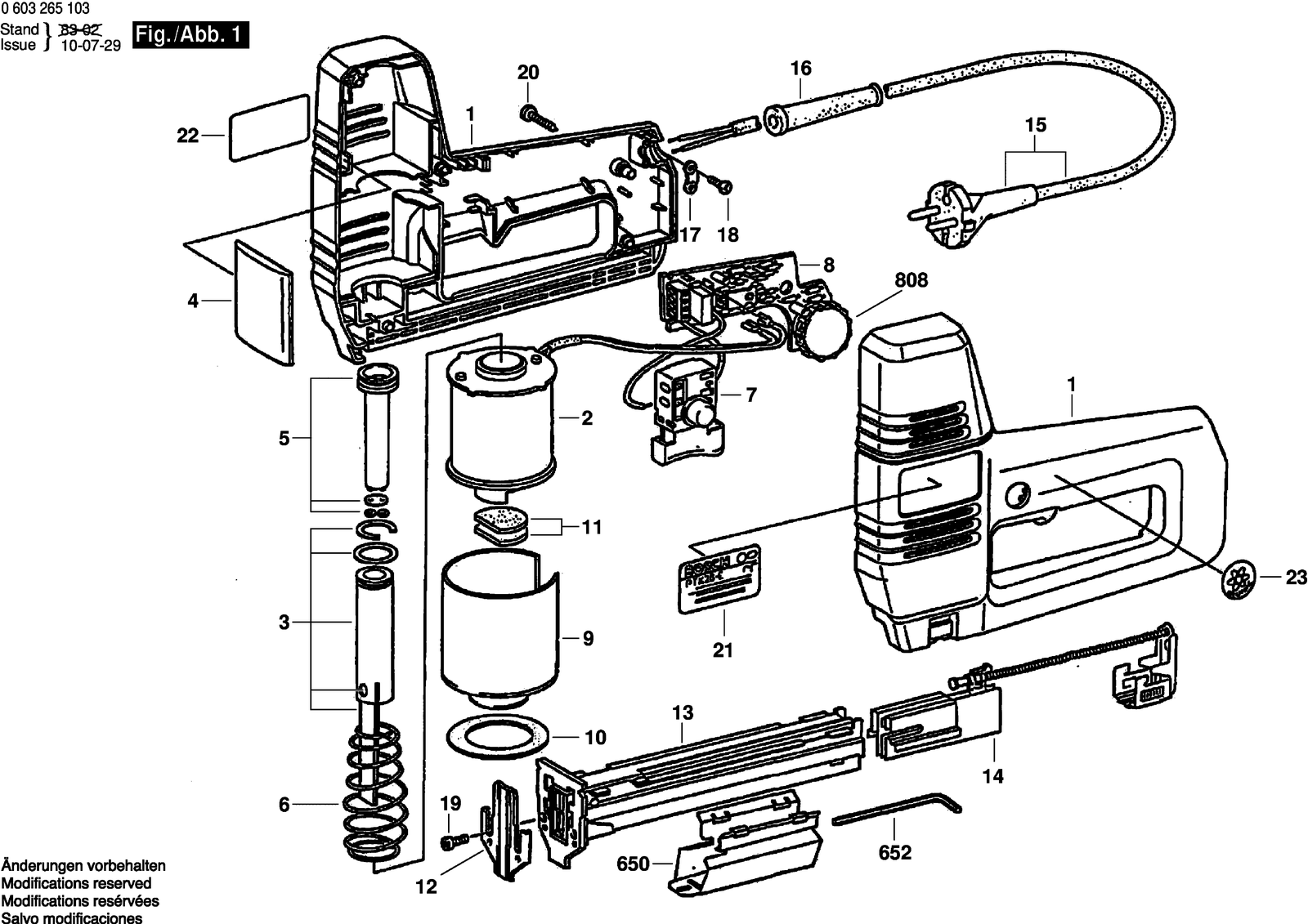 Bosch PTK 28 E parts diagram, sheet 1