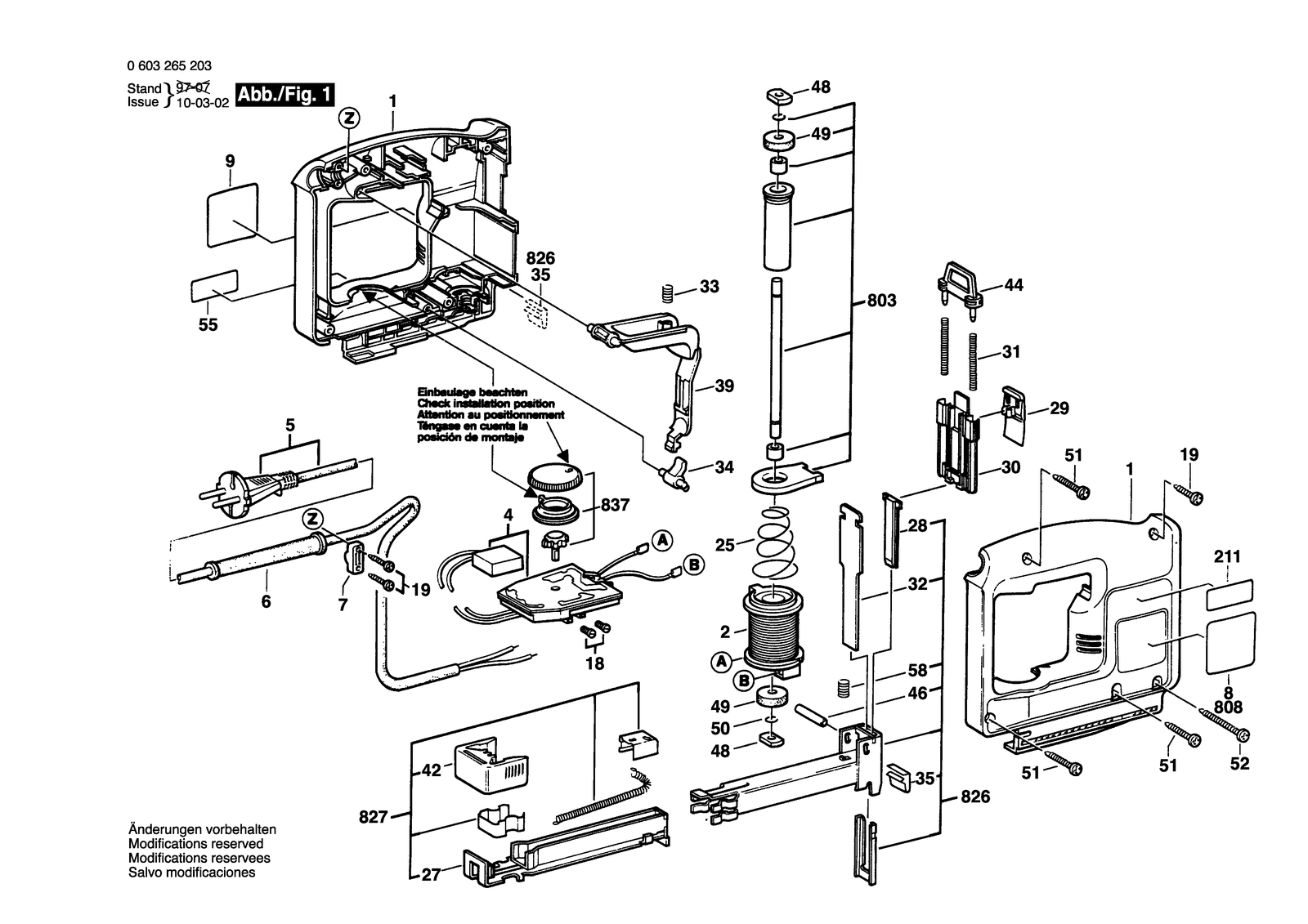 Bosch PTK 14 E parts diagram, sheet 1