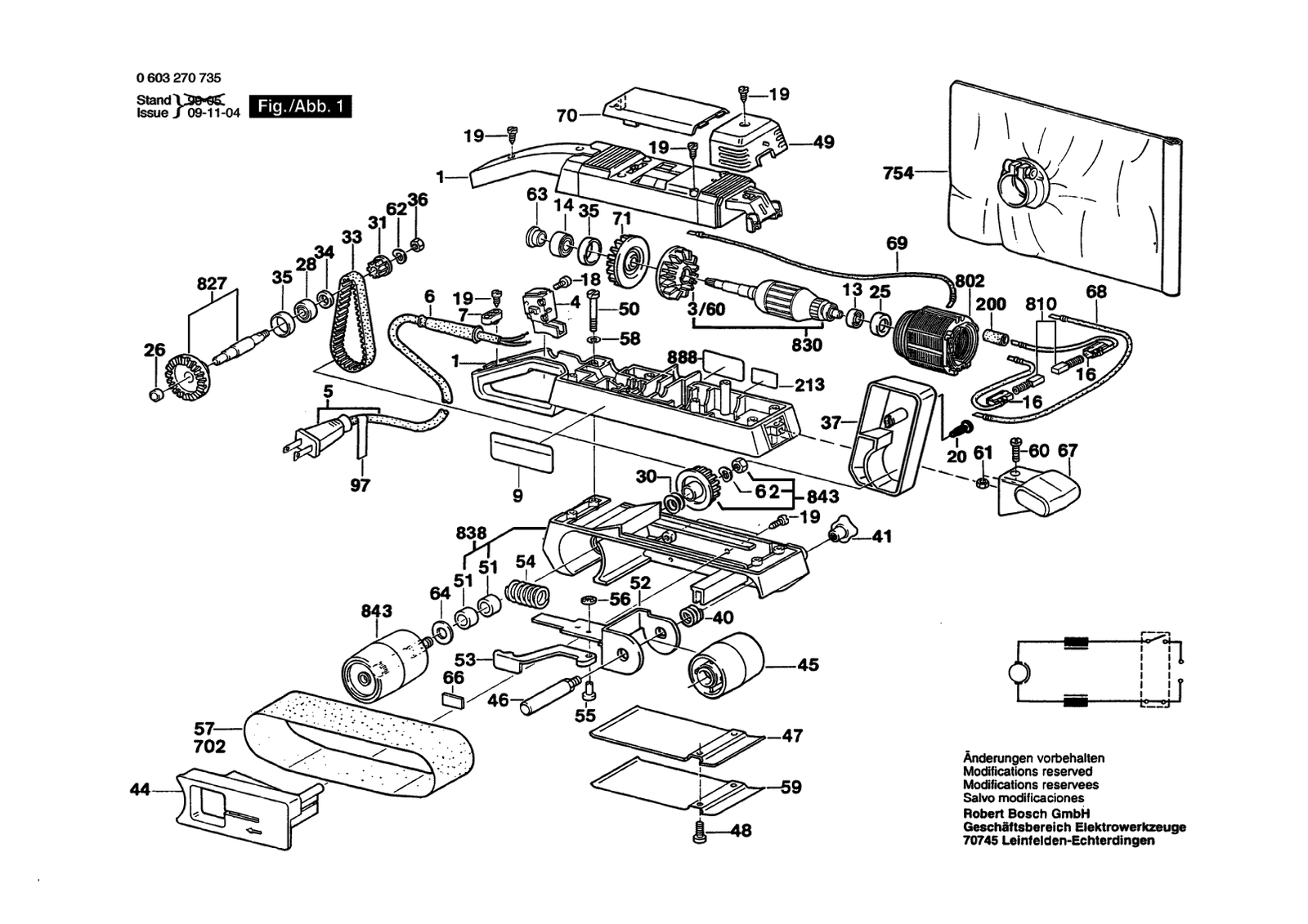 Bosch B7350 parts diagram, sheet 1