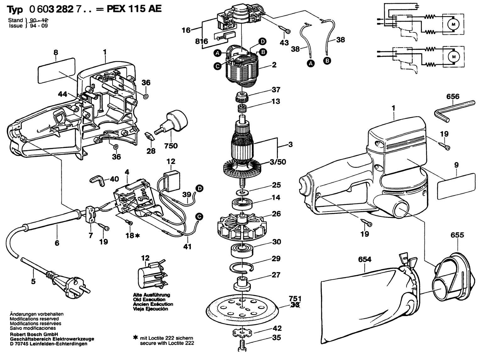 Bosch PEX 115 AE parts diagram, sheet 1