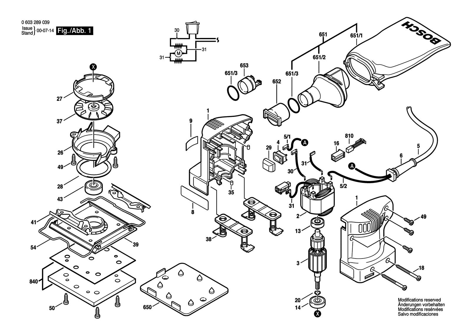 Bosch 3289 D parts diagram, sheet 1