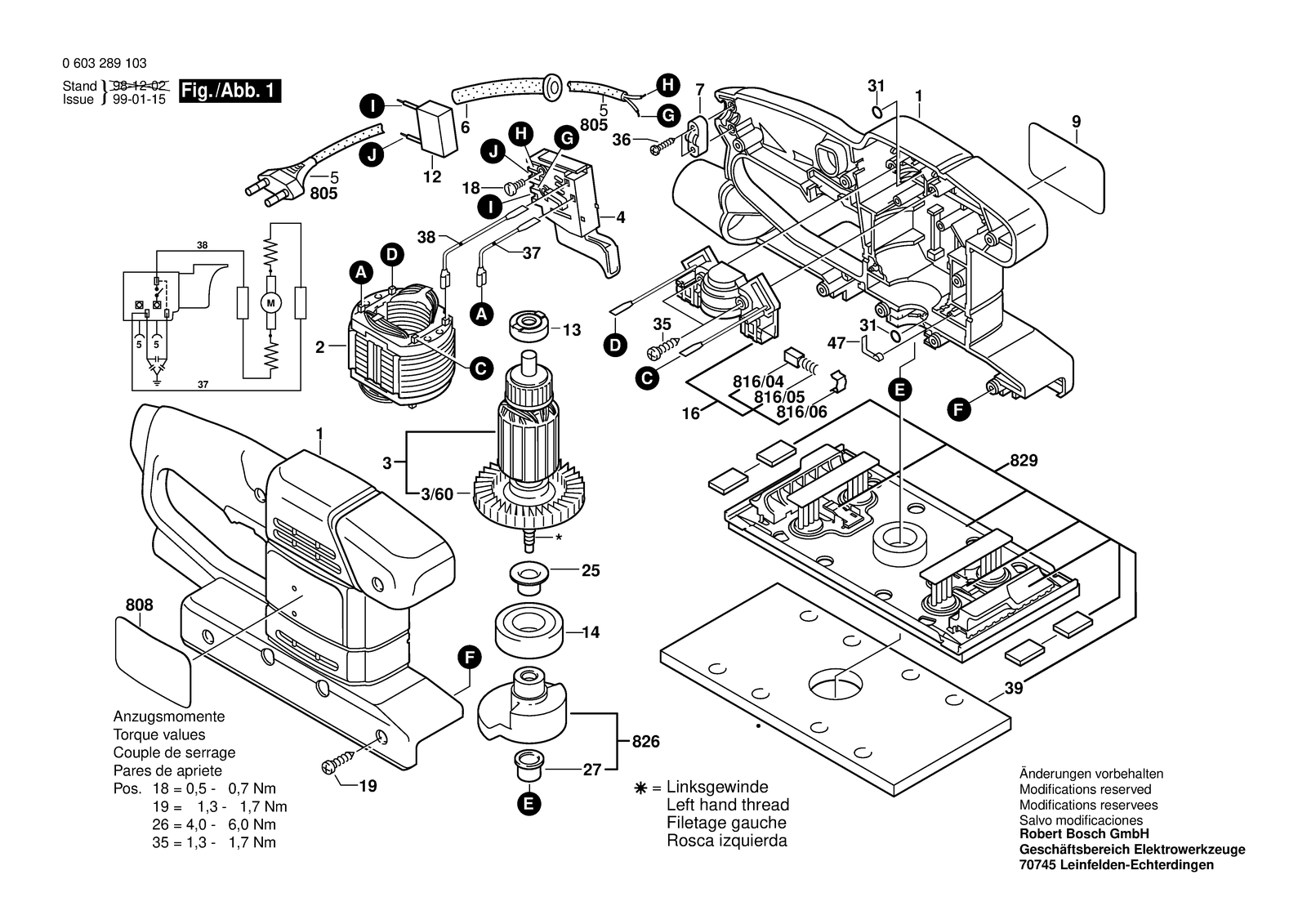 Bosch PSS 23 parts diagram, sheet 1