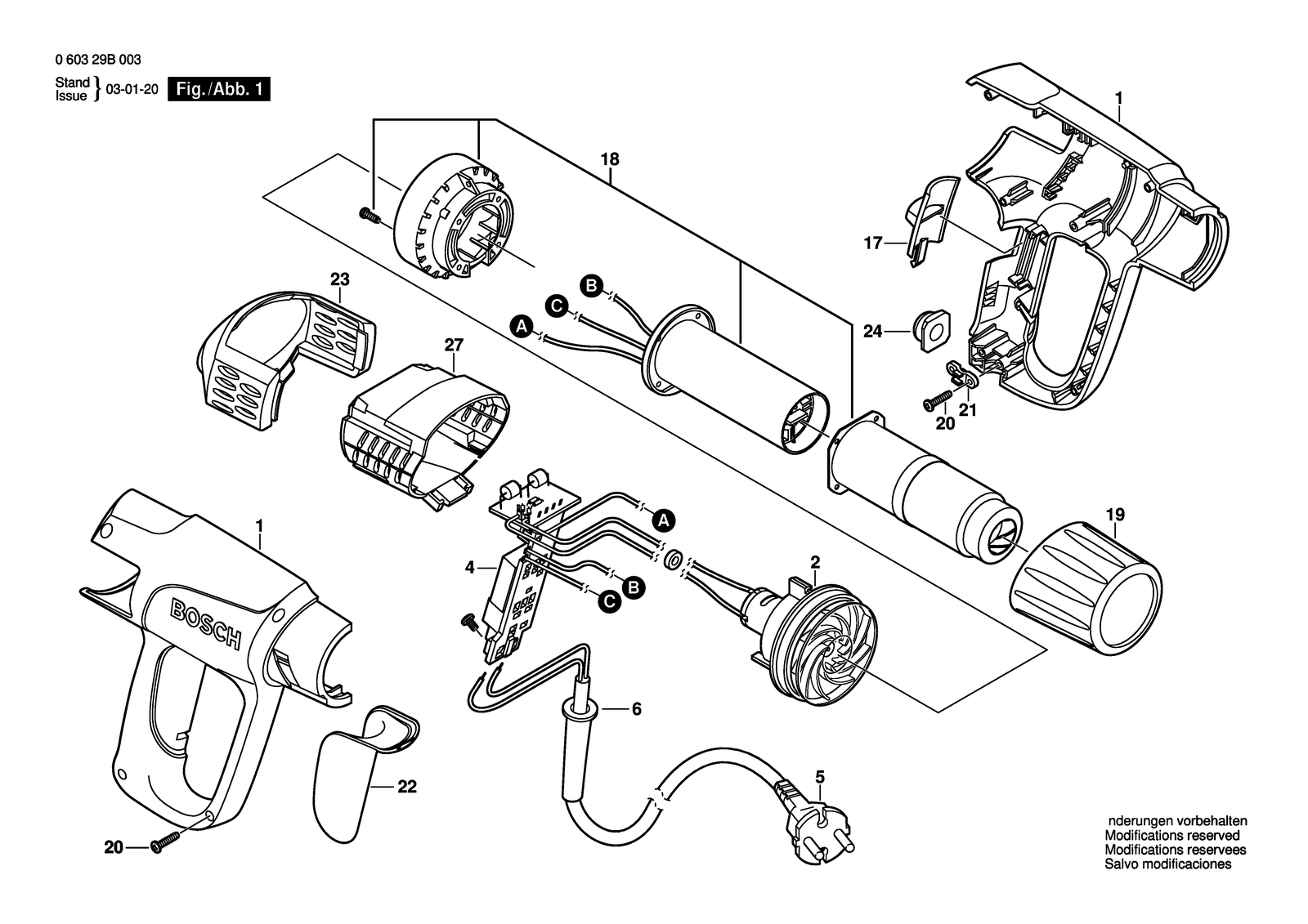 Bosch PHG 600-3 parts diagram, sheet 1