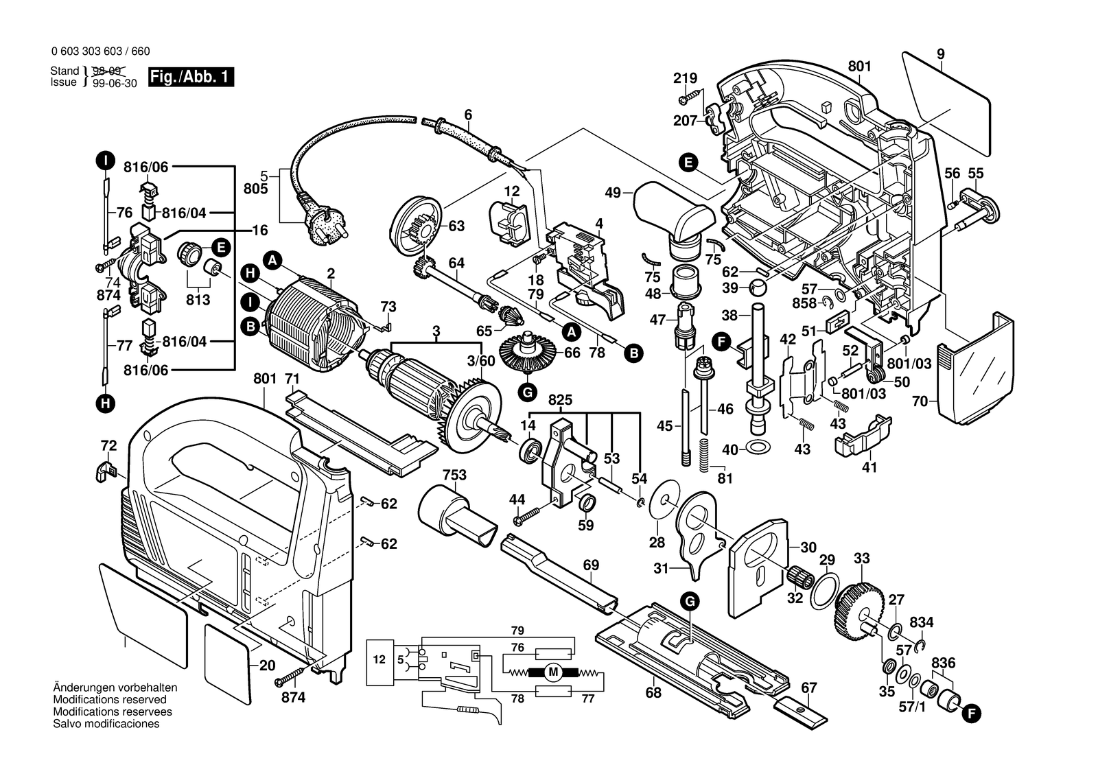 Bosch PST 700 PAE parts diagram, sheet 1