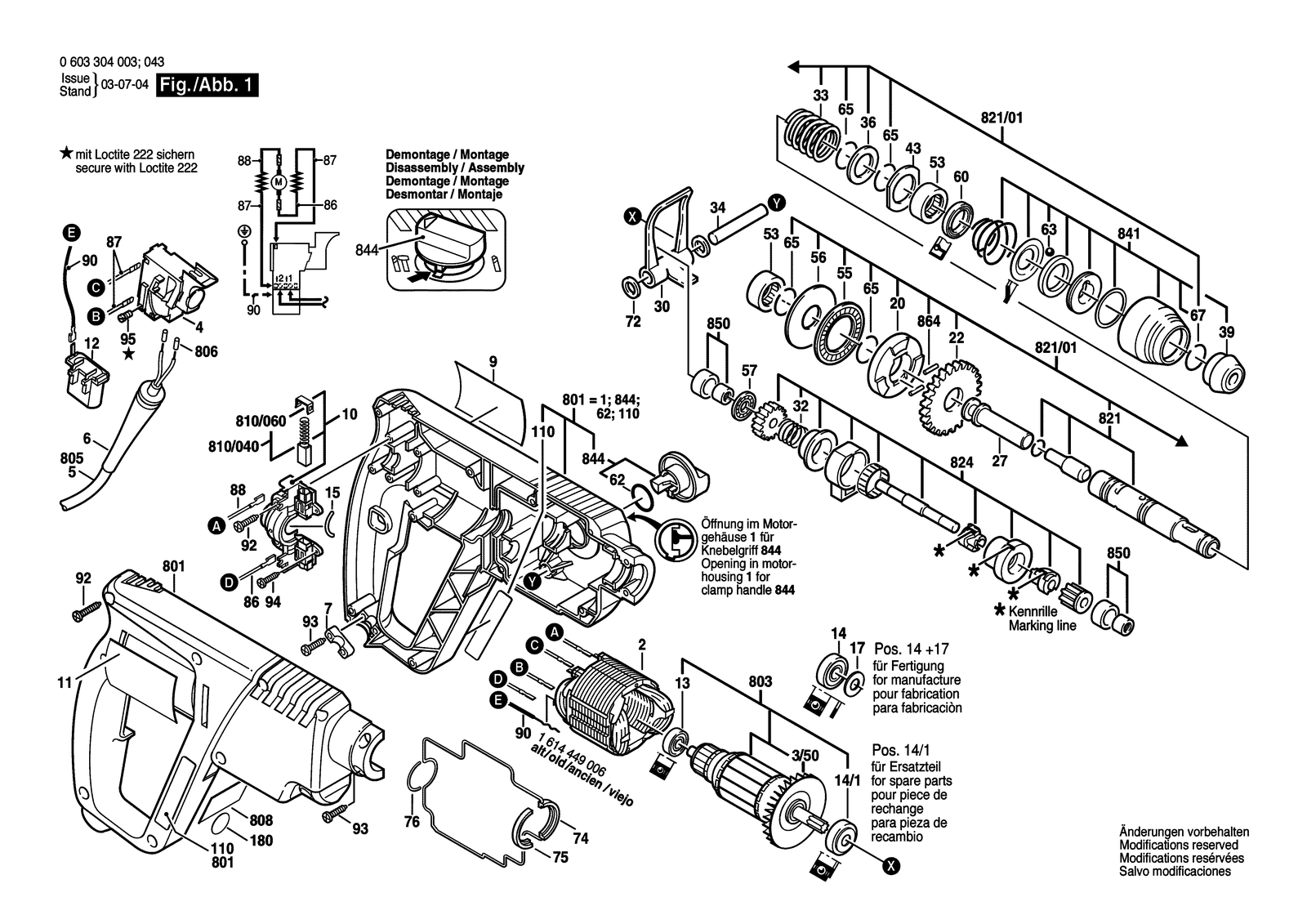Bosch PBH 160 parts diagram, sheet 1