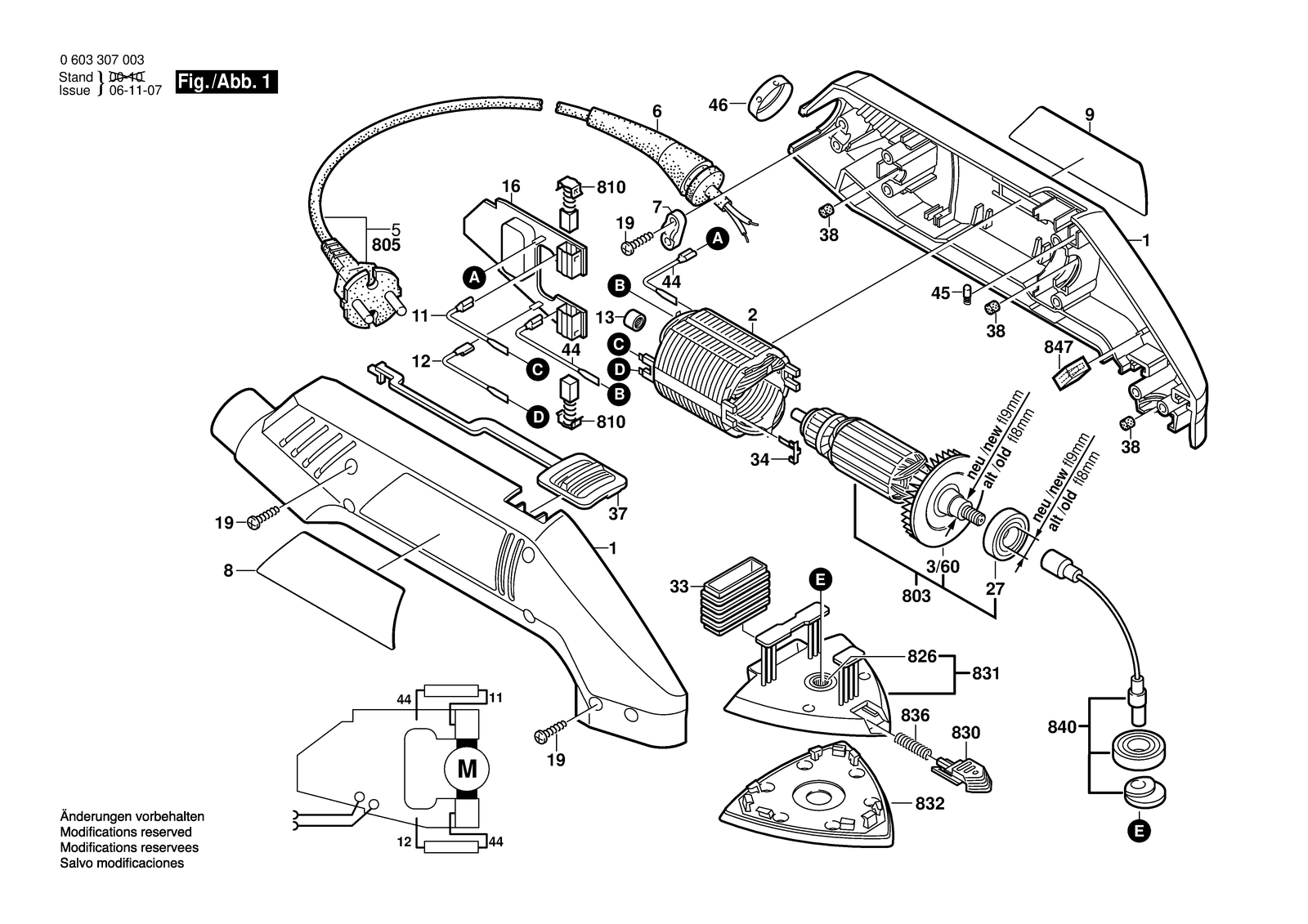 Bosch PDA 100 parts diagram, sheet 1