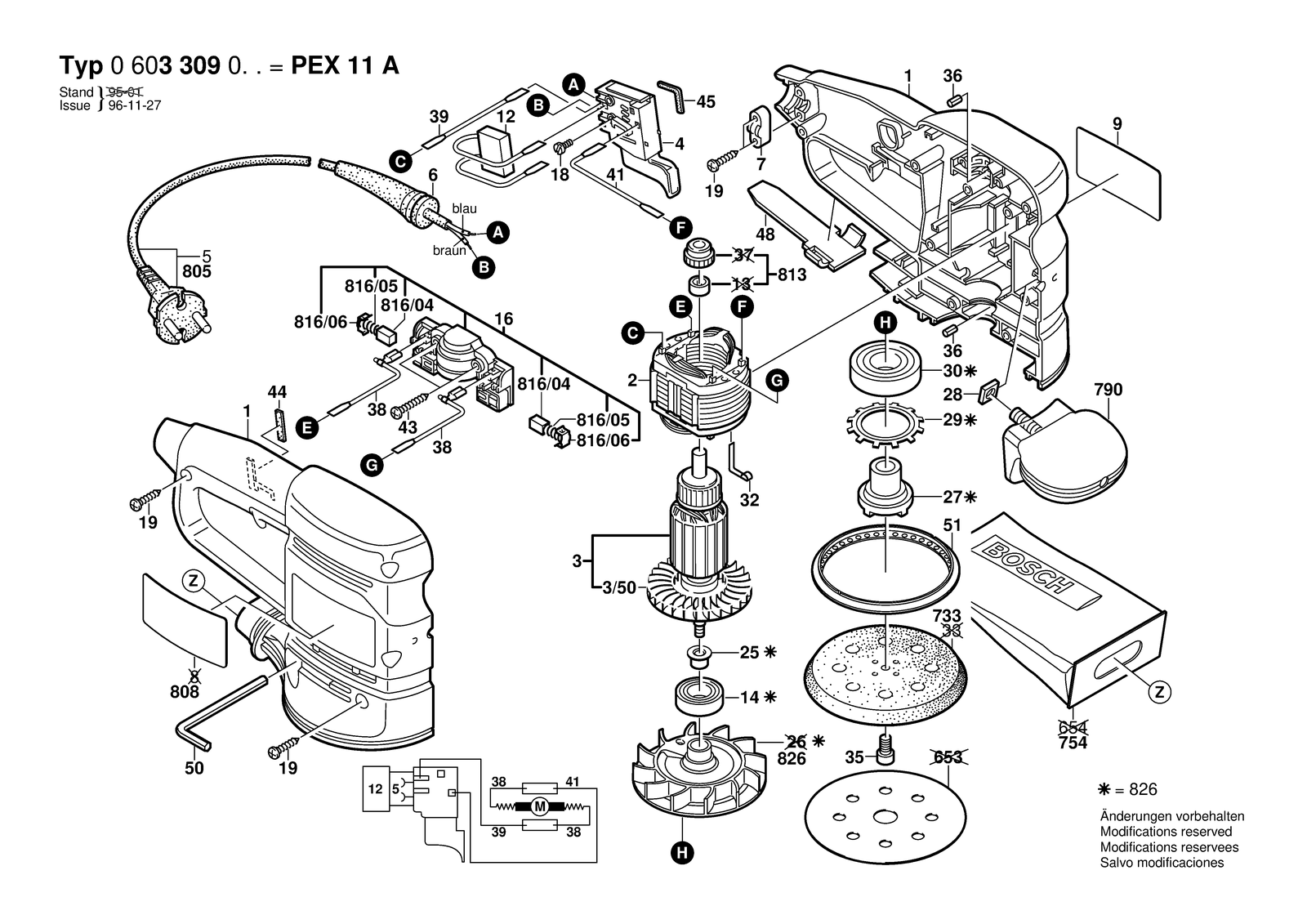 Bosch PEX 11 A parts diagram, sheet 1