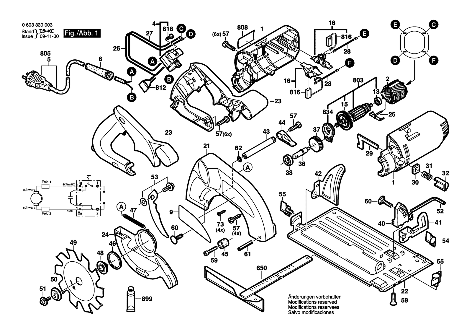 Bosch PKS 54 parts diagram, sheet 1