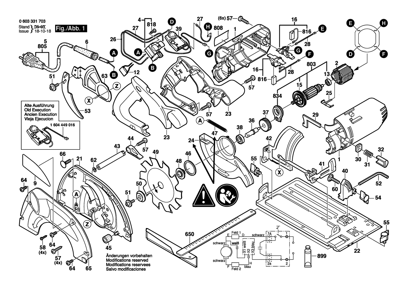 Bosch PKS 66 CE parts diagram, sheet 1