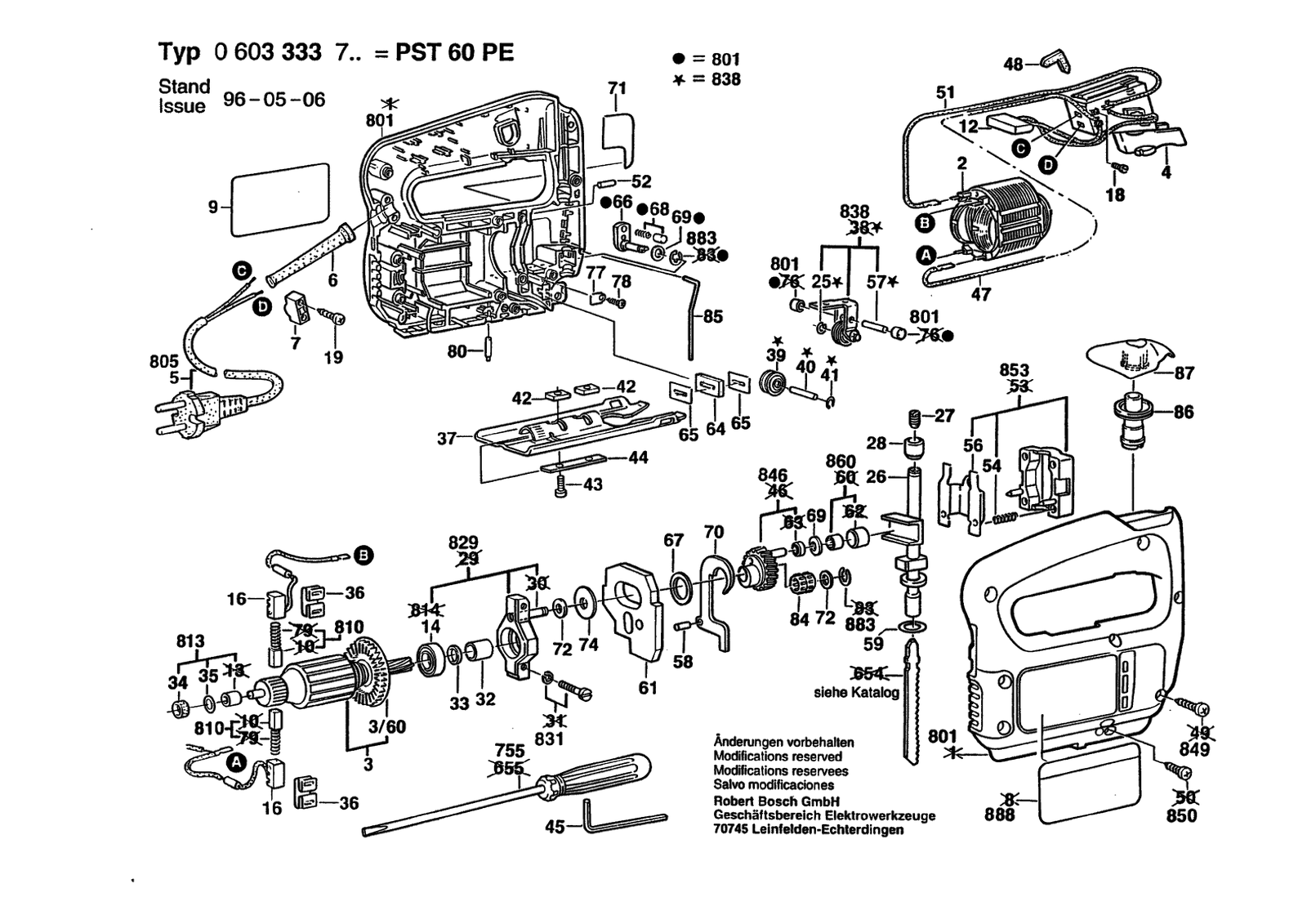 Bosch PST 60 PE parts diagram, sheet 1