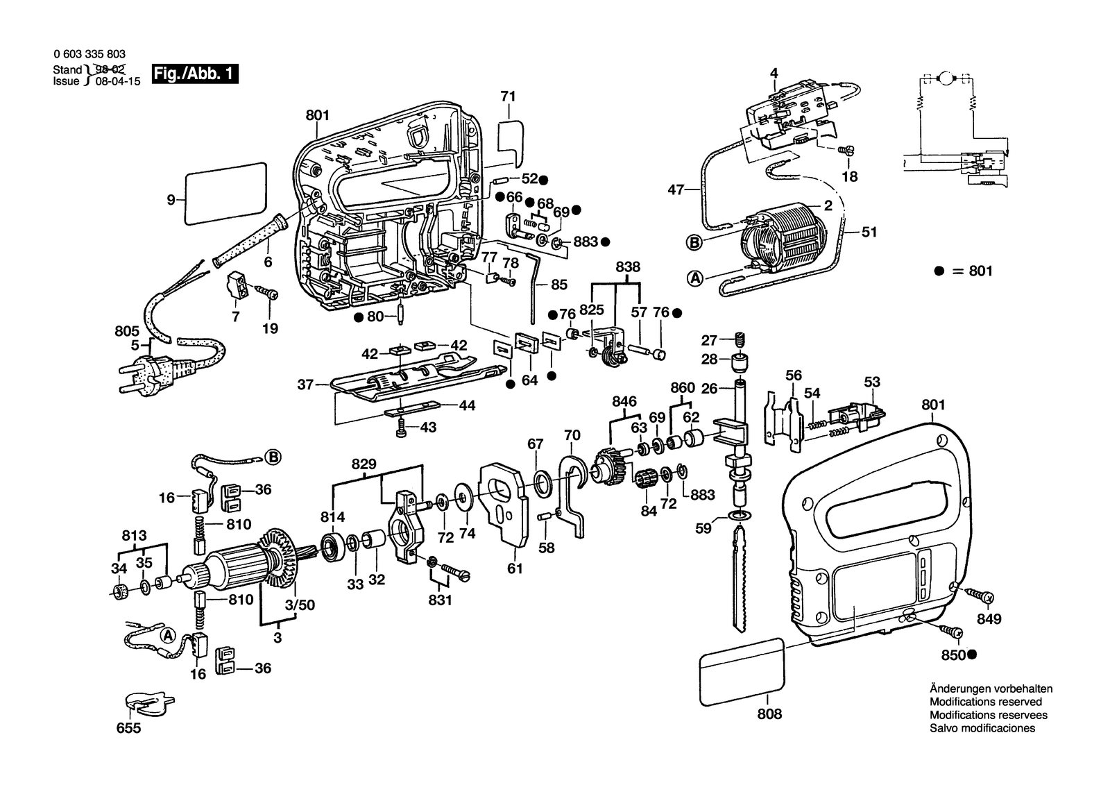 Bosch PST 65 PE parts diagram, sheet 1