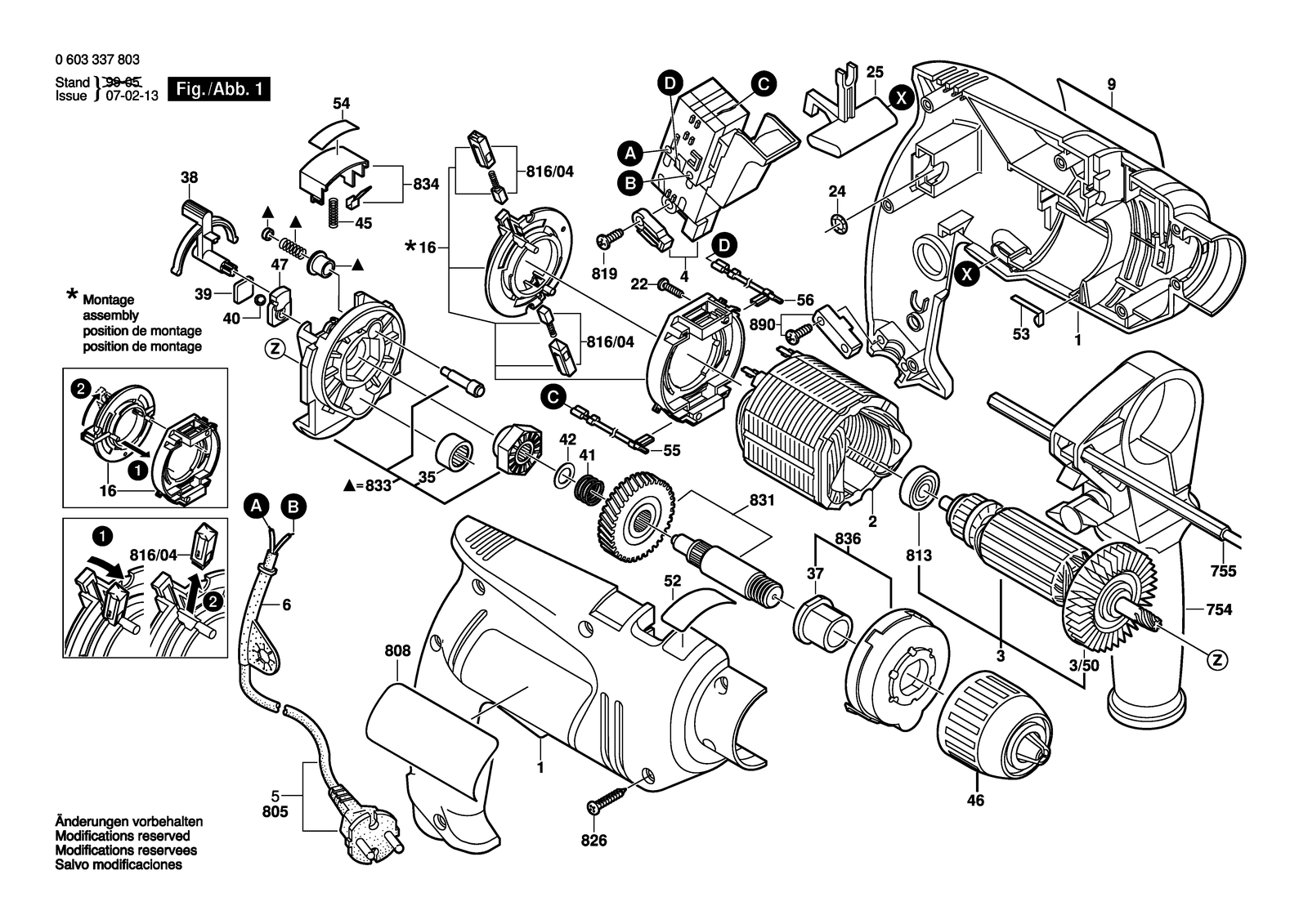 Bosch PSB 450 RE parts diagram, sheet 1