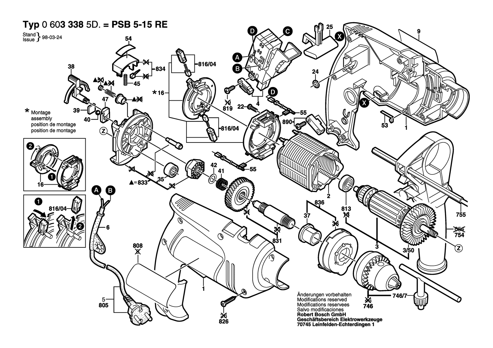 Bosch PSB 5-15 RE parts diagram, sheet 1