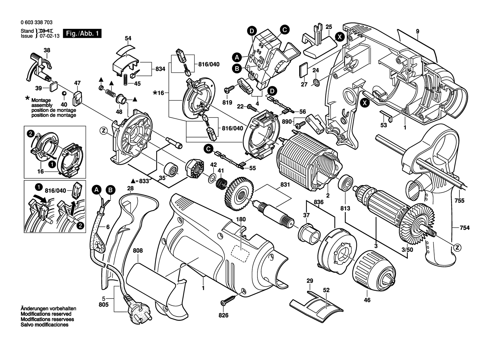 Bosch PSB 16 RE parts diagram, sheet 1