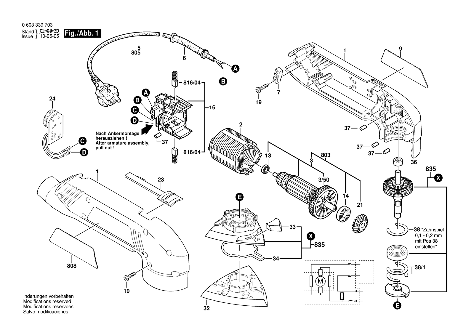 Bosch PDA 180 E parts diagram, sheet 1