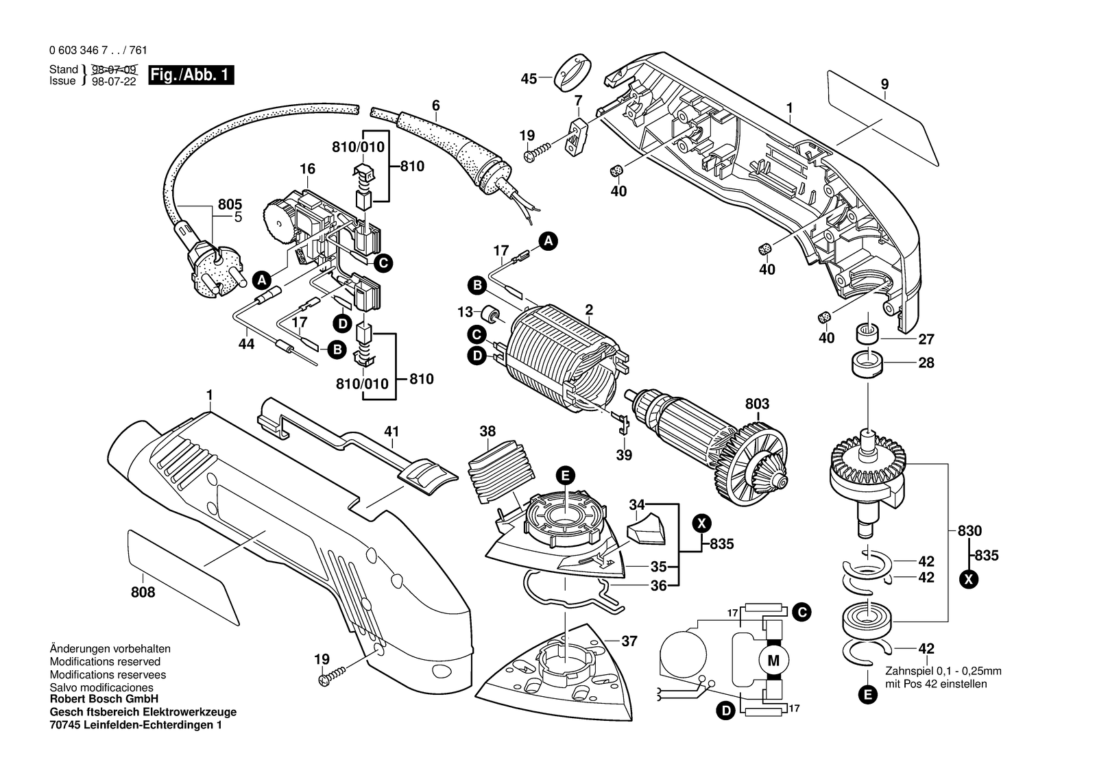 Bosch PDA 240 E parts diagram, sheet 1
