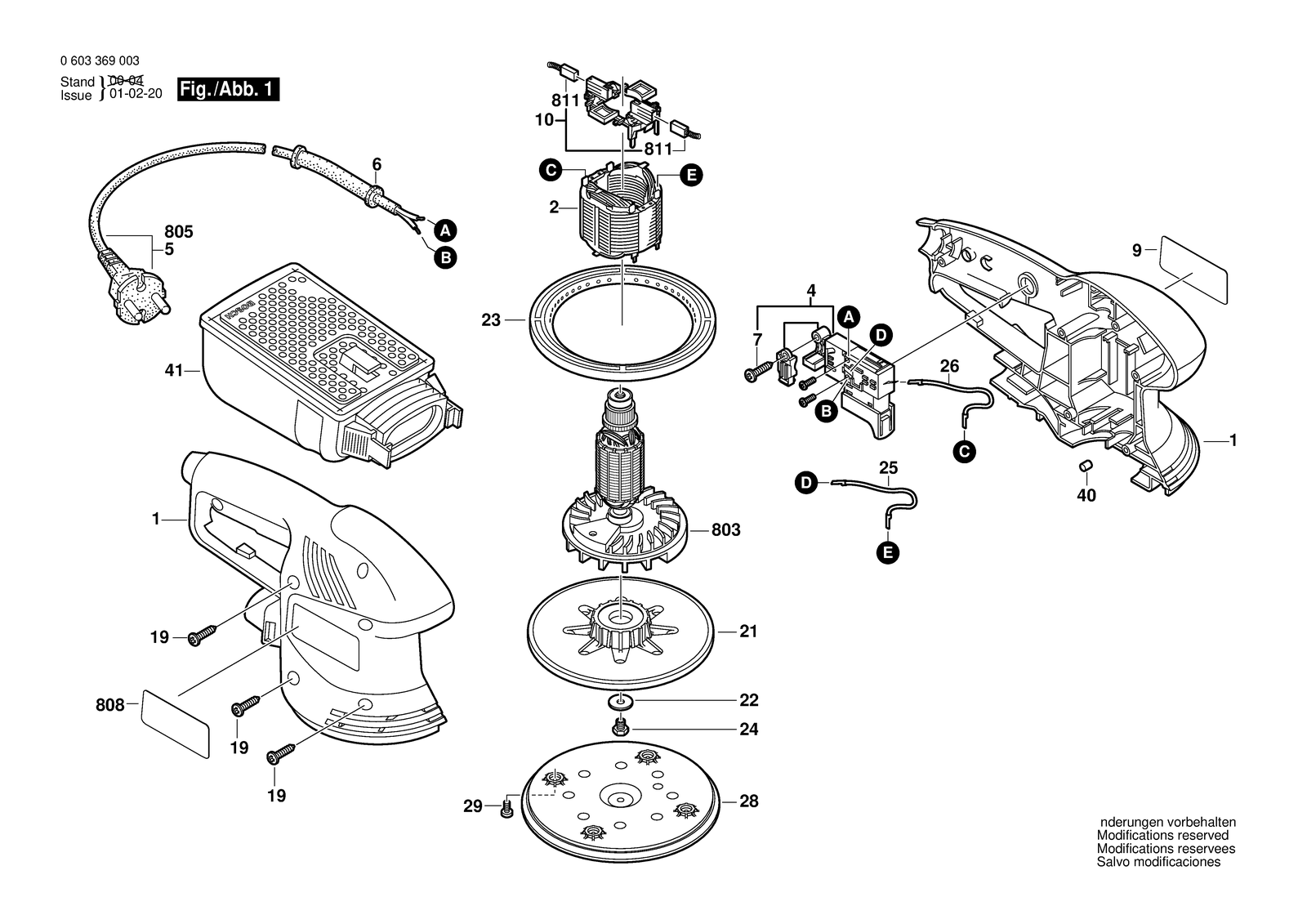 Bosch PEX 270 A parts diagram, sheet 1