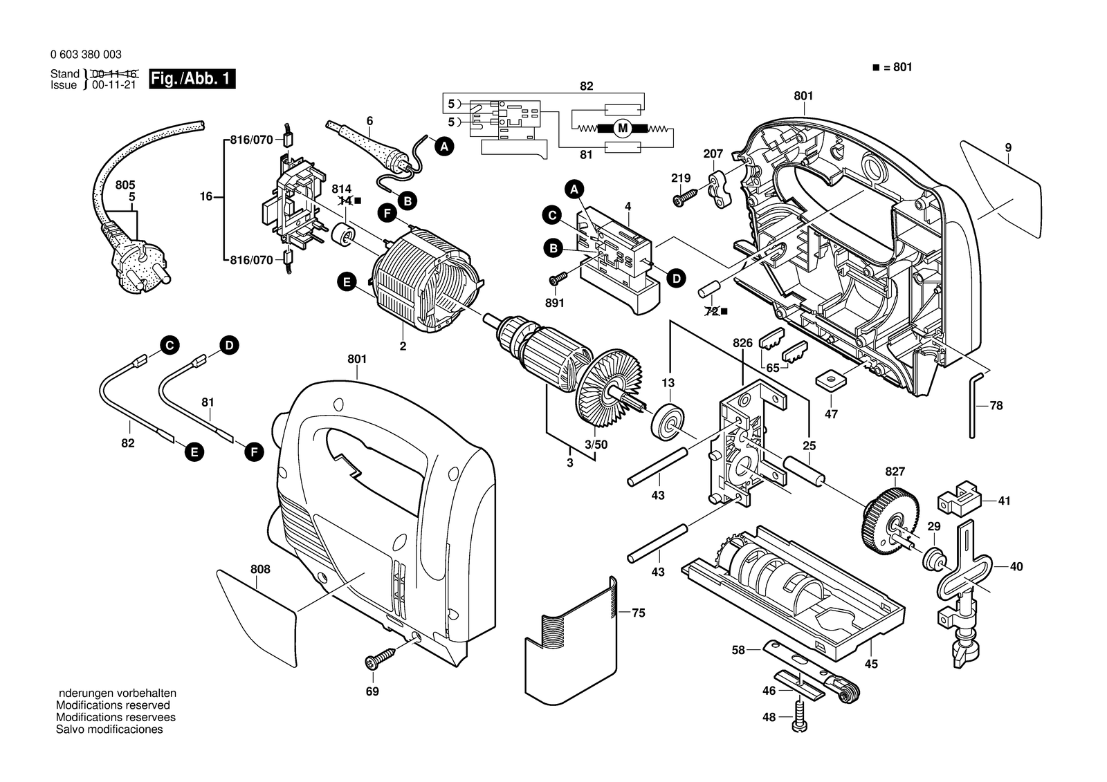 Bosch PST 650 parts diagram, sheet 1