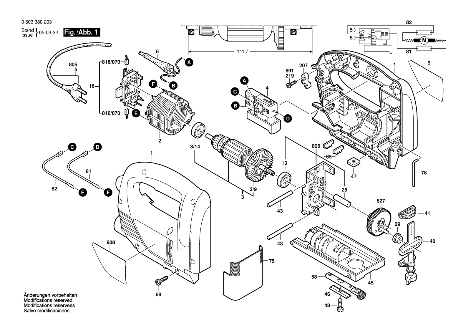 Bosch PST 550 parts diagram, sheet 1