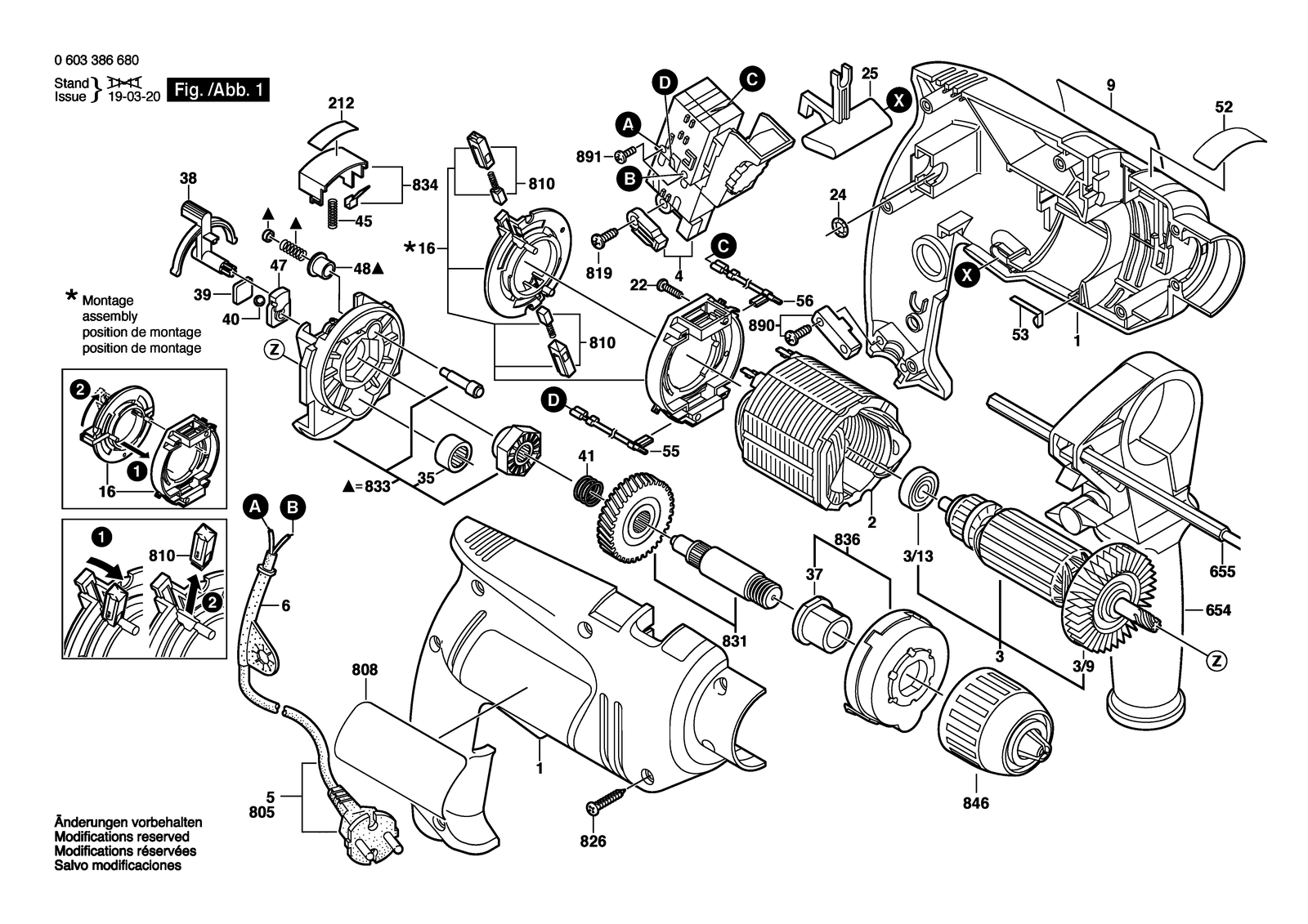Bosch PSB 650 RE parts diagram, sheet 1
