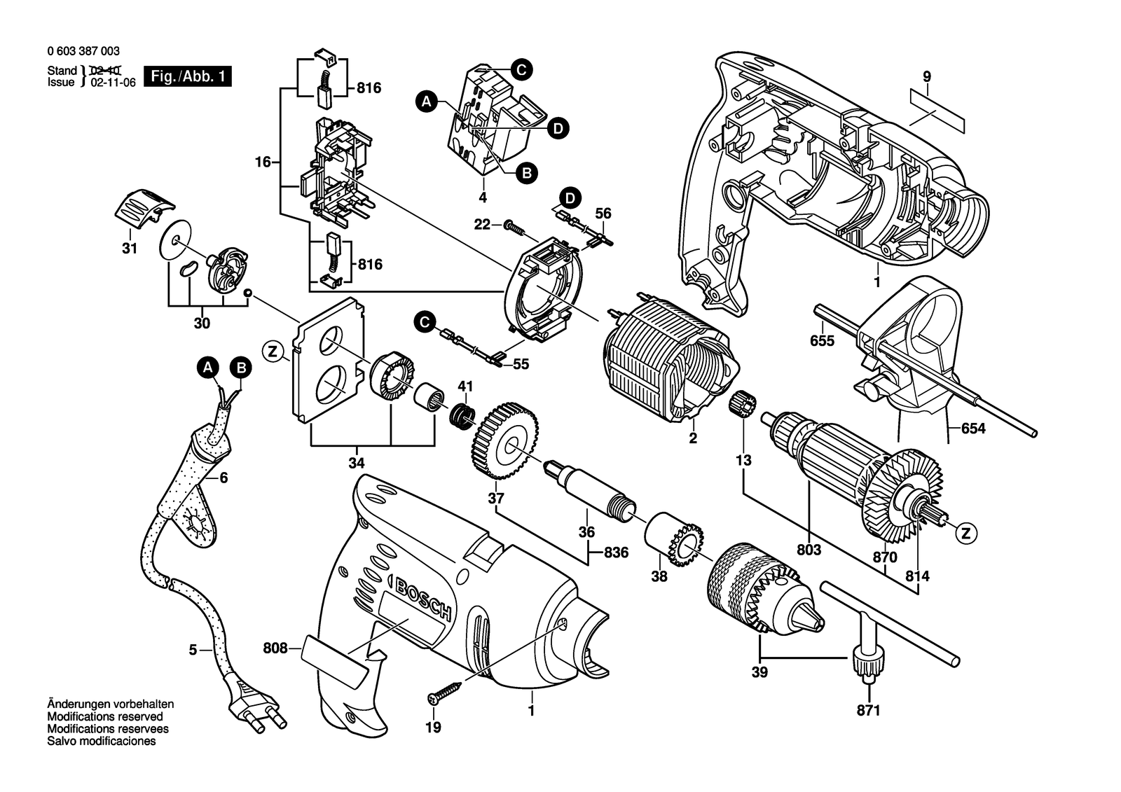 Bosch PSB 500-2 parts diagram, sheet 1