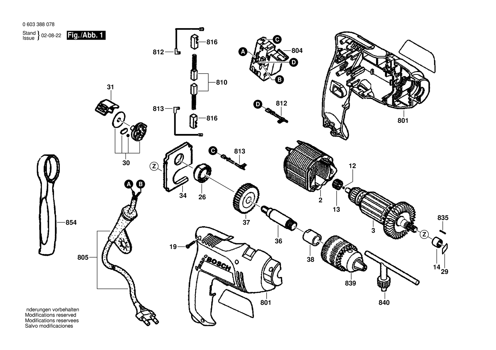 Bosch HSB 10 parts diagram, sheet 1
