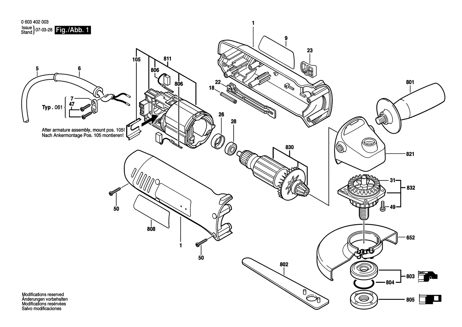 Bosch PWS 7-125 parts diagram, sheet 1