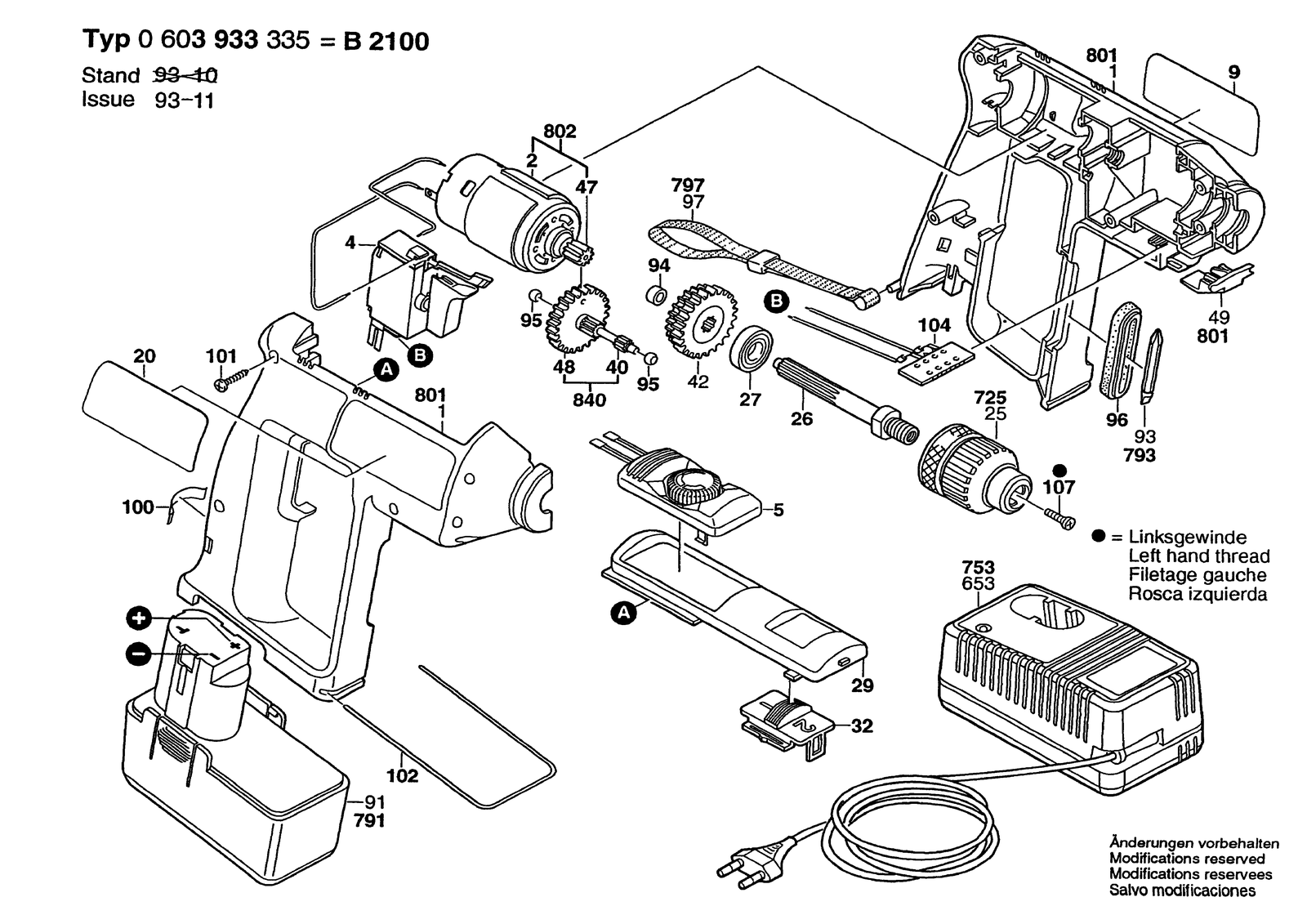 Bosch B 2100 parts diagram, sheet 1