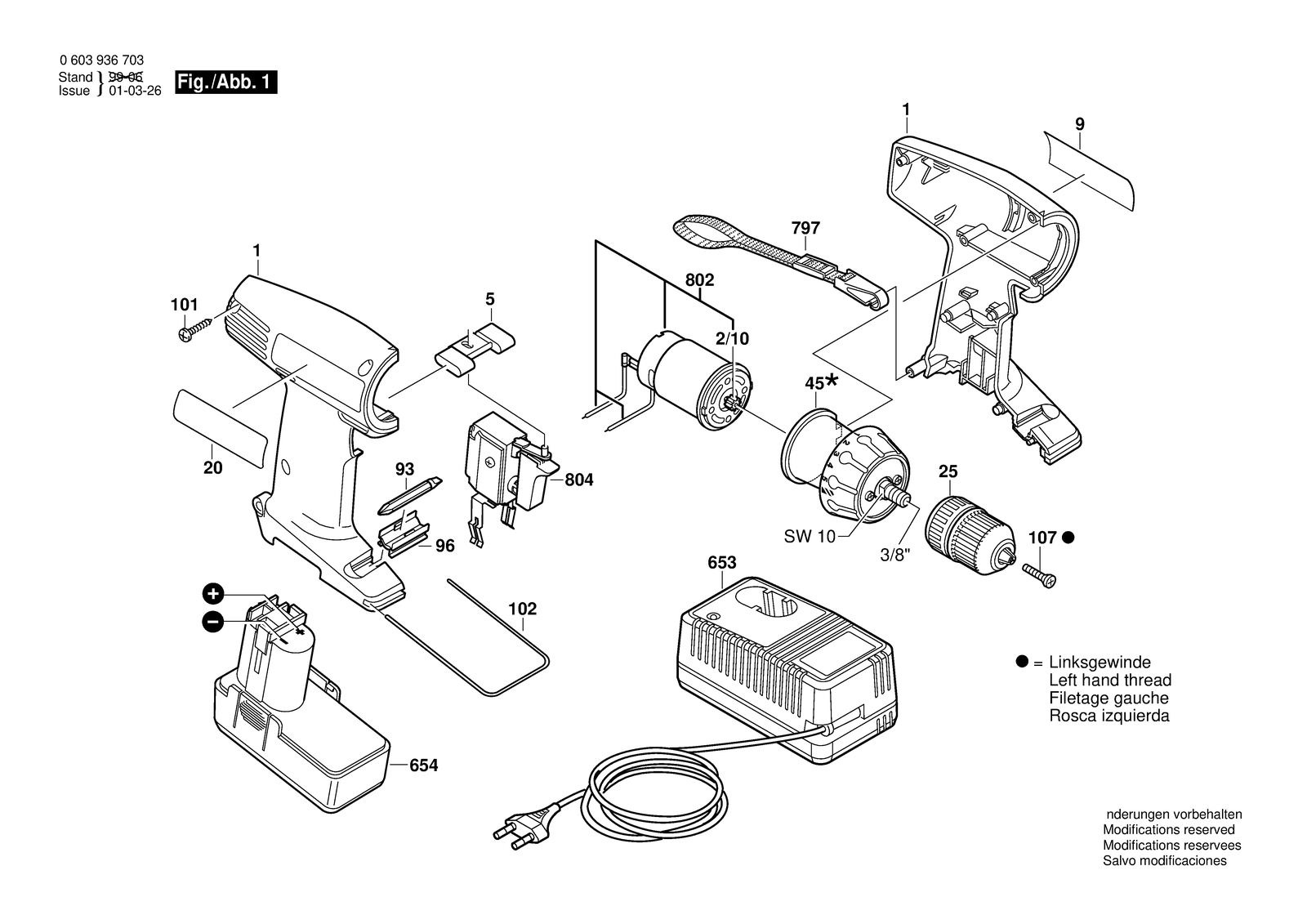 Bosch PSR 7,2 VES parts diagram, sheet 1