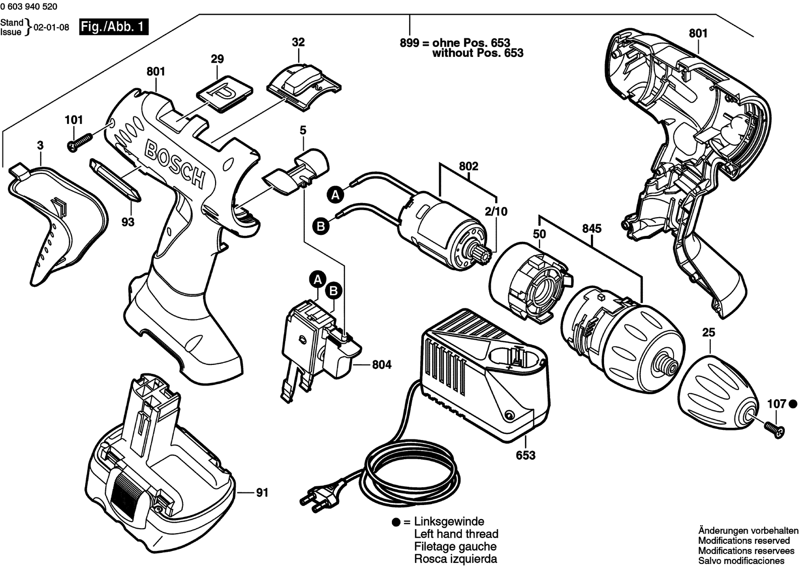 Bosch PSR 12 parts diagram, sheet 1