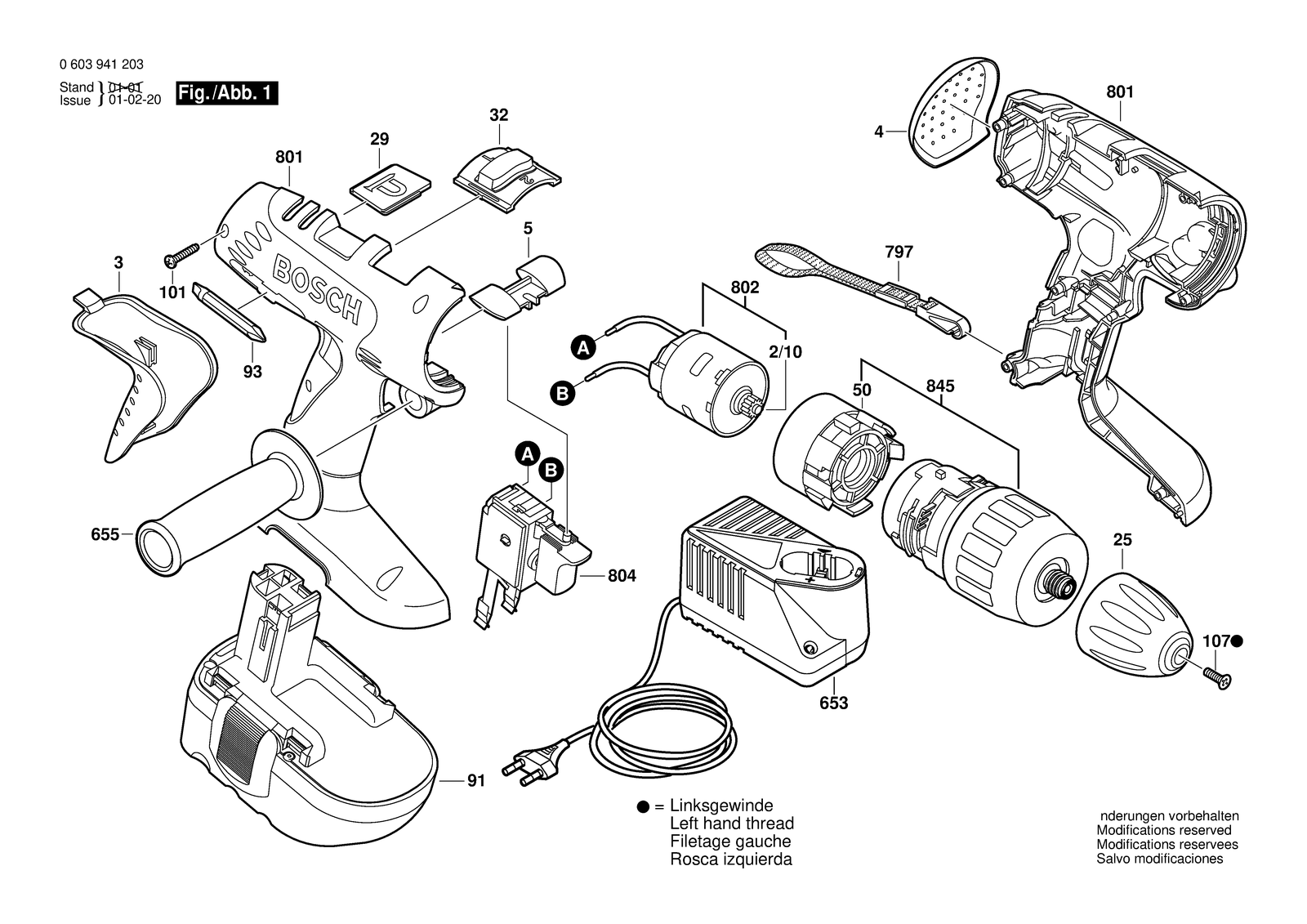 Bosch PSB 24 VE-2 parts diagram, sheet 1