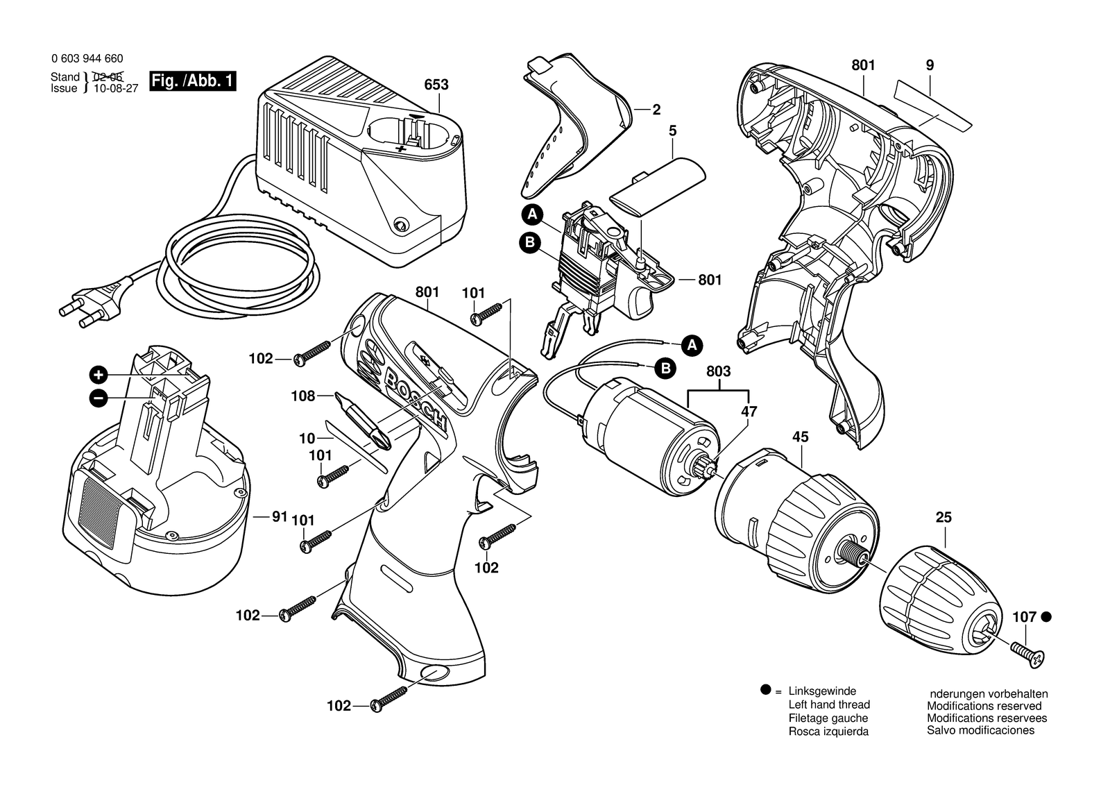 Bosch PSR 1200 parts diagram, sheet 1