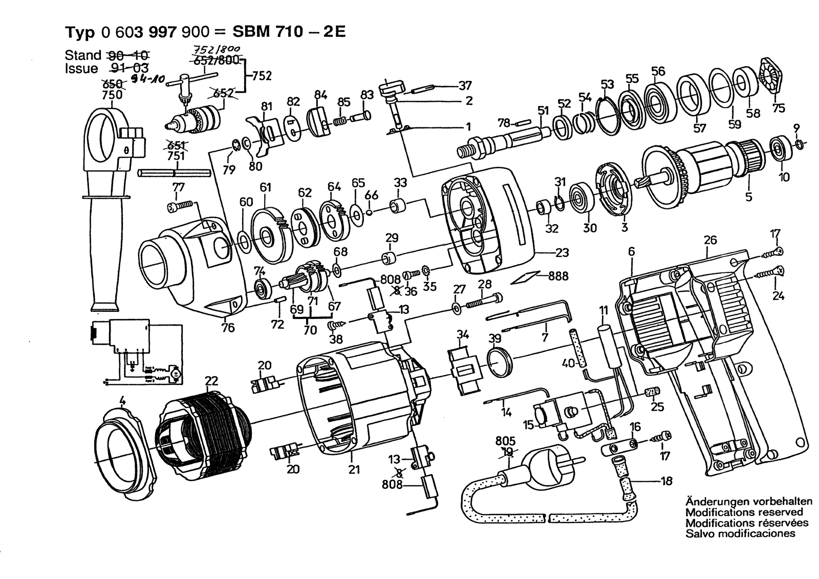 Bosch SBM 710-2 E parts diagram, sheet 1