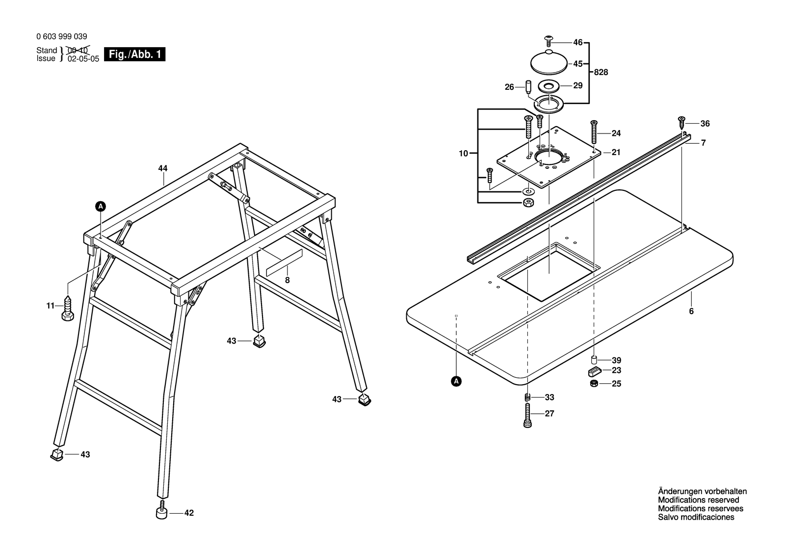 Bosch RA1200 parts diagram, sheet 1