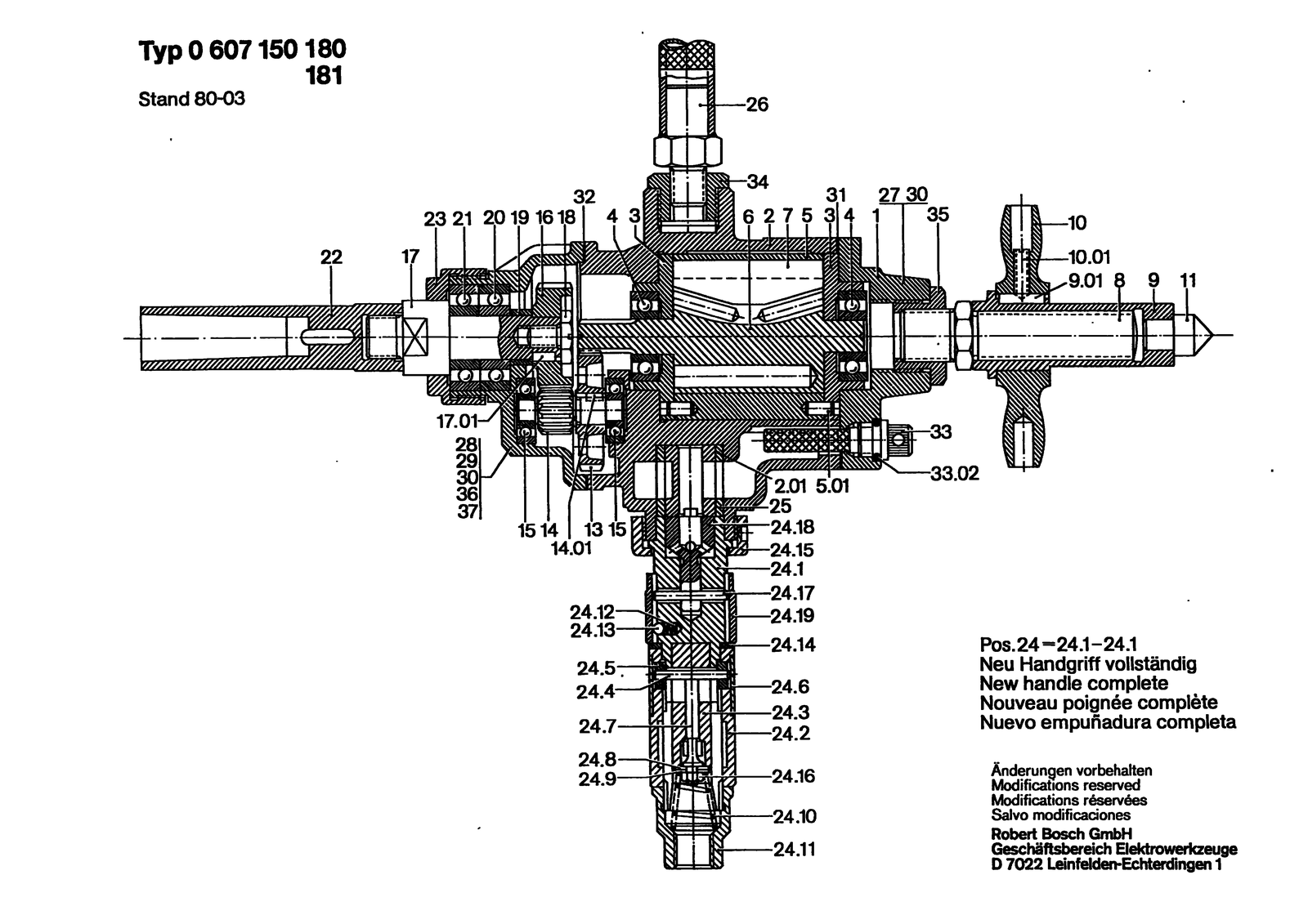 Bosch 0607150180 parts diagram, sheet 1