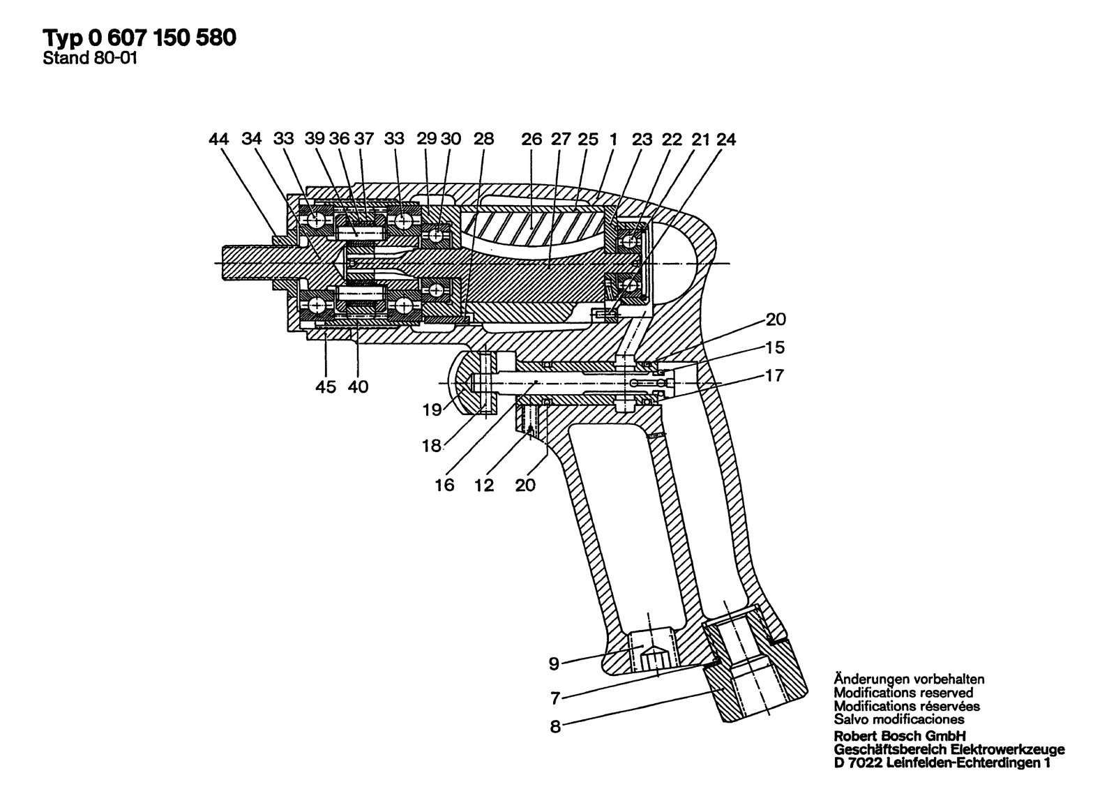 Bosch 0607150580 parts diagram, sheet 1