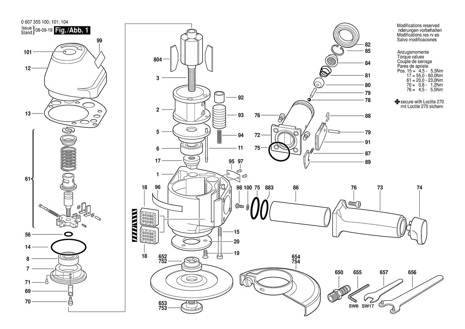 Bosch 2500W WS parts diagram, sheet 1