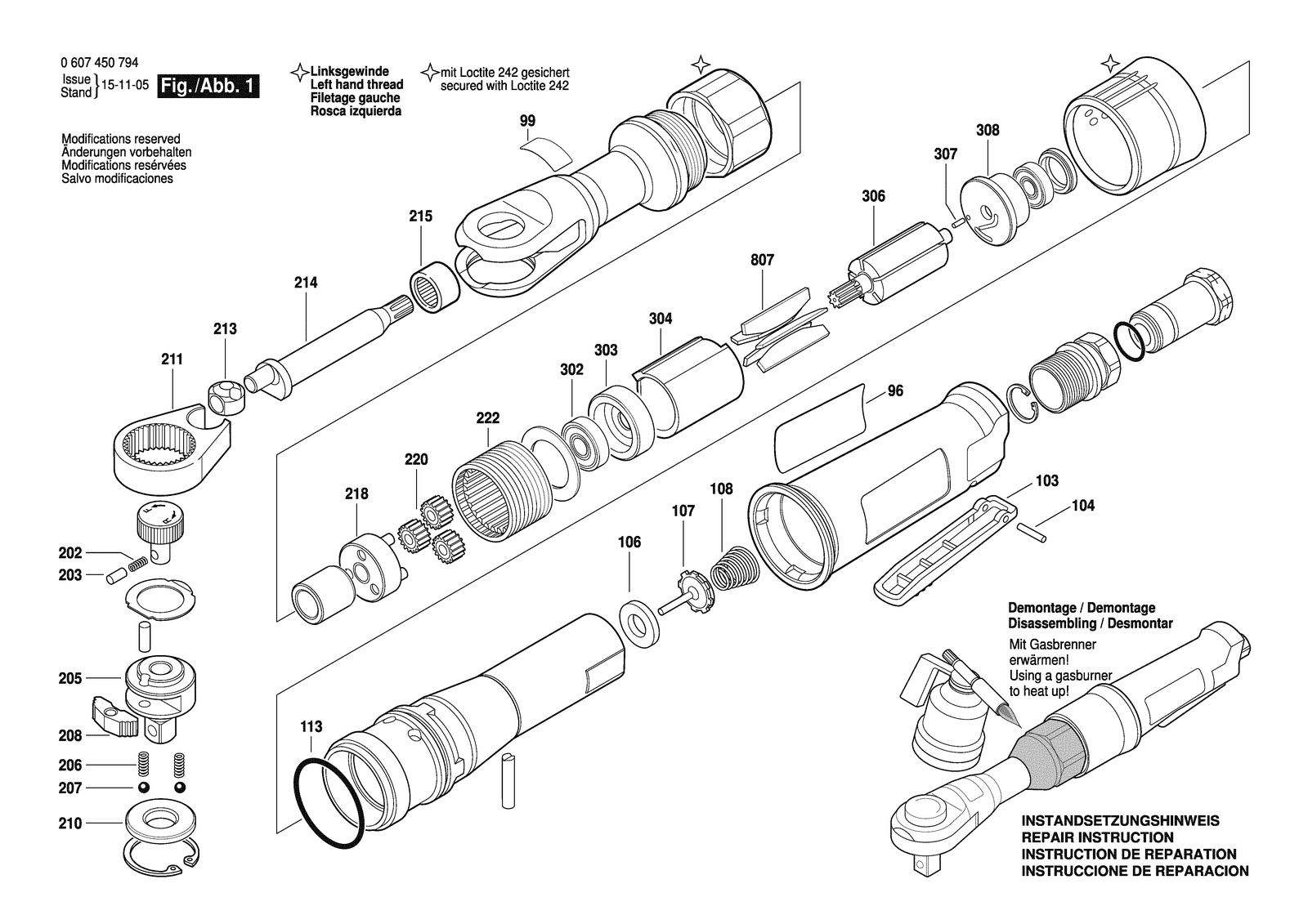 Bosch 1/2" RATSCHE parts diagram, sheet 1