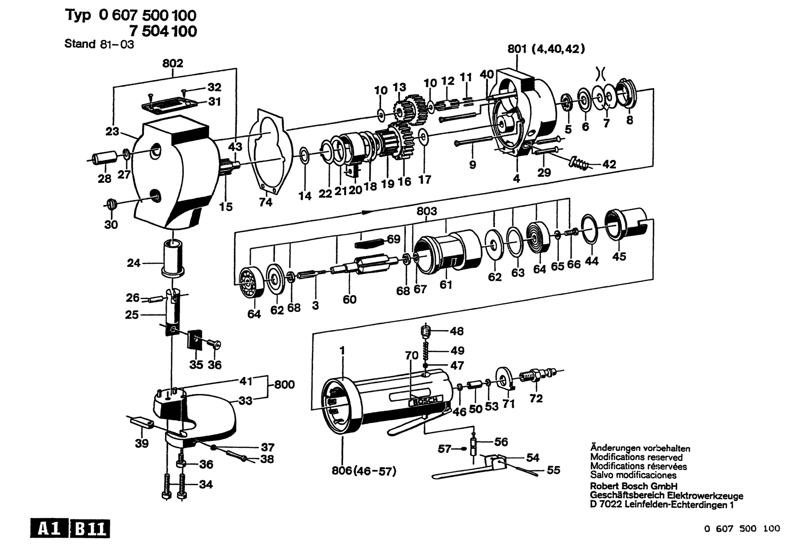 Bosch 0607500100 parts diagram, sheet 1