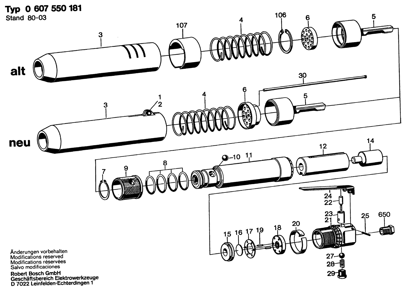 Bosch 0607550181 parts diagram, sheet 1