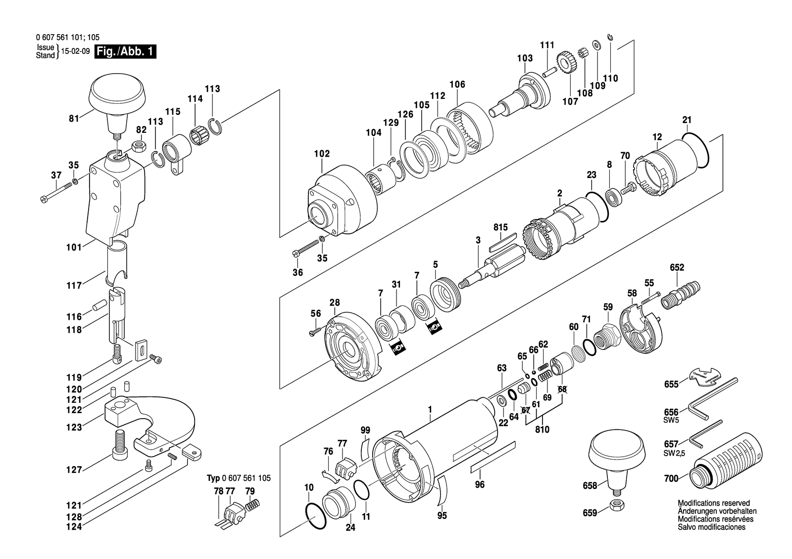 Bosch SSE400W parts diagram, sheet 1